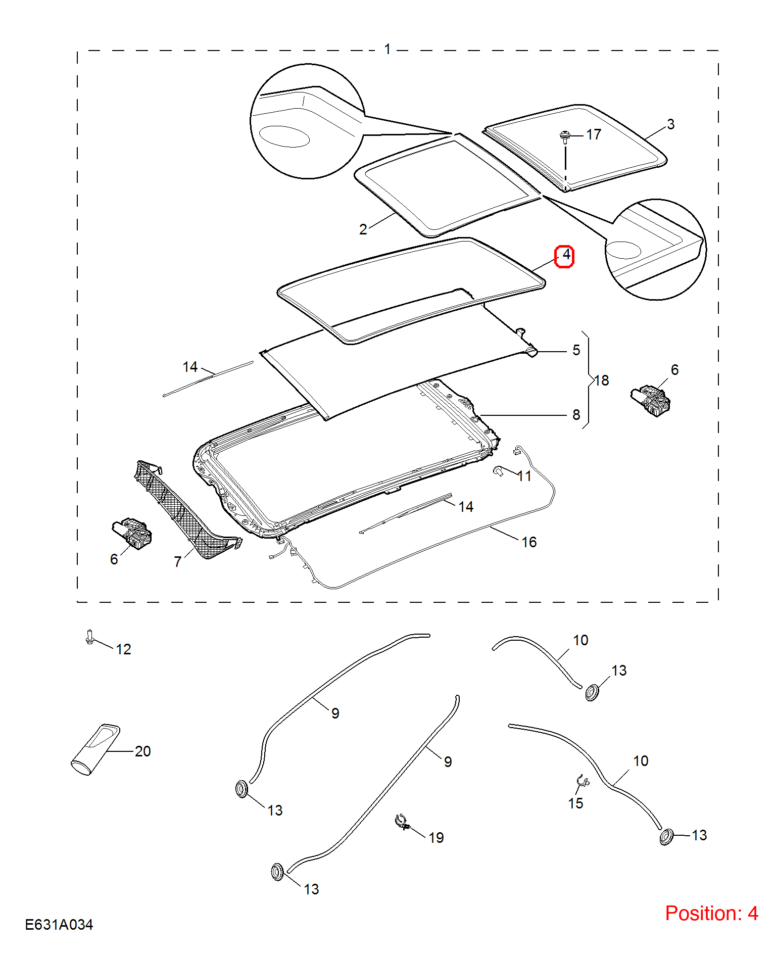 MG Sunroof seal OEM 10302316 FOR MG RX5 10302316-MG_OEM