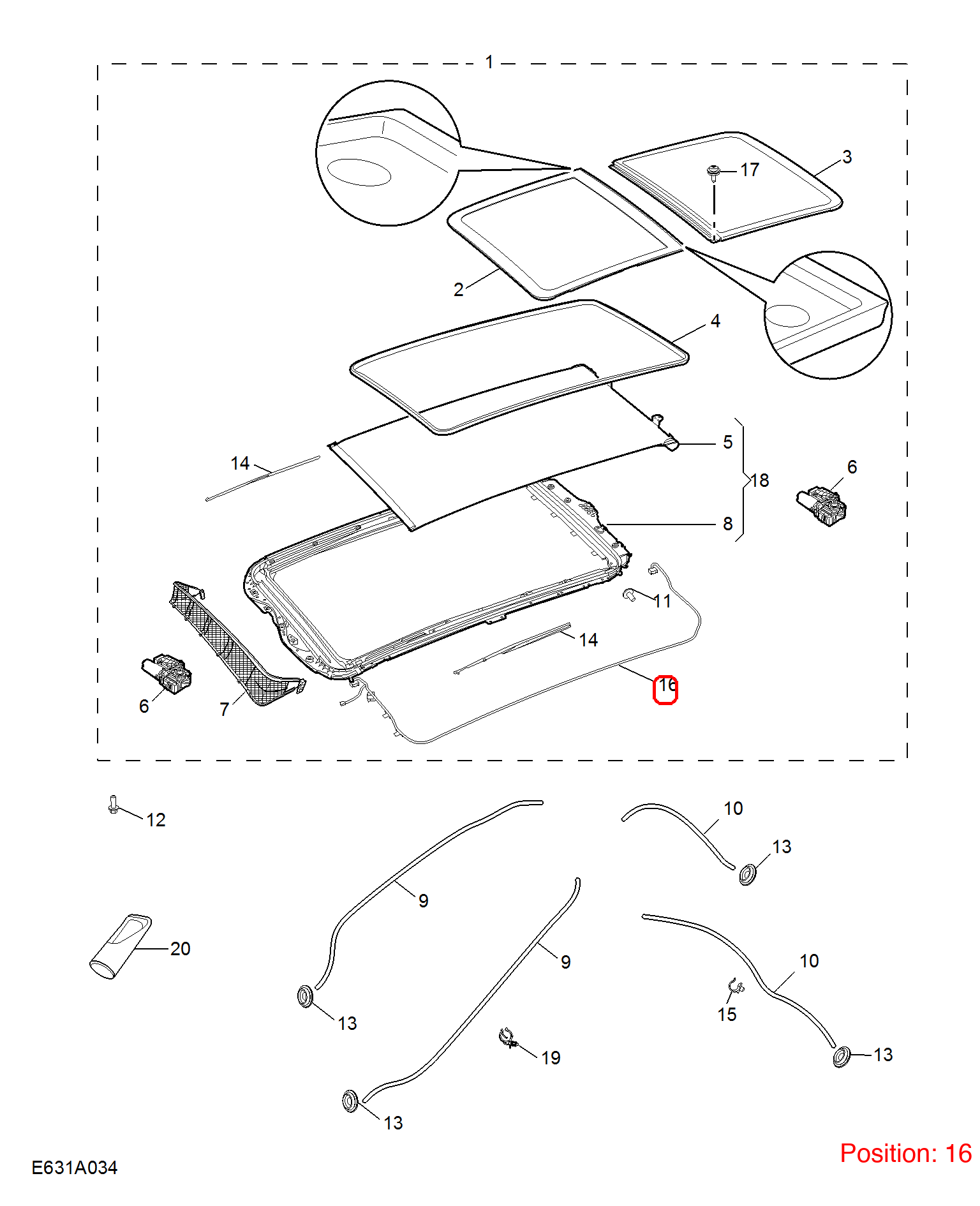 MG Sunroof wiring harness OEM 10302324 FOR MG RX5 10302324-MG_OEM