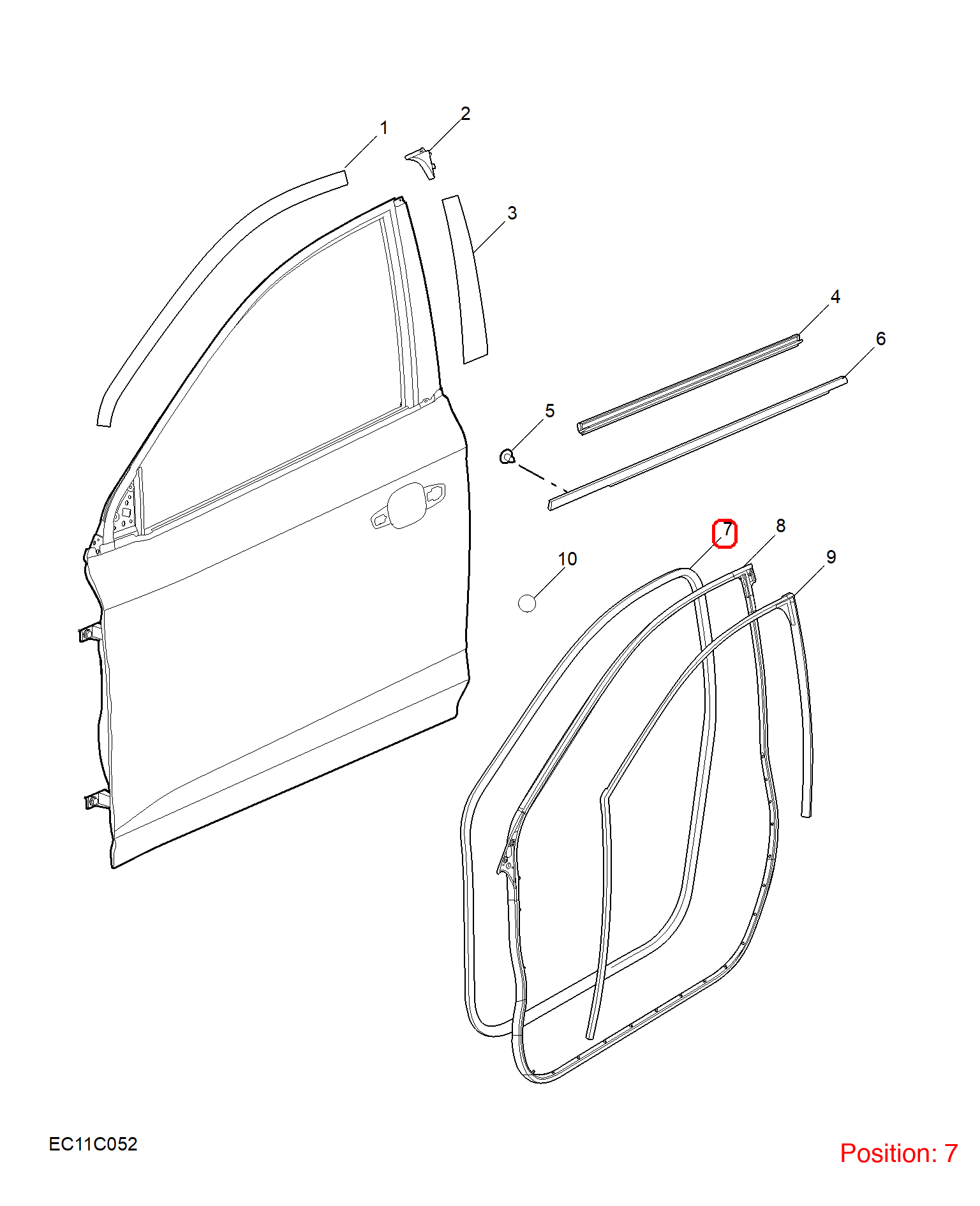 MG Door frame weatherstrip OEM 10321423 FOR MG5 10321423-MG_OEM