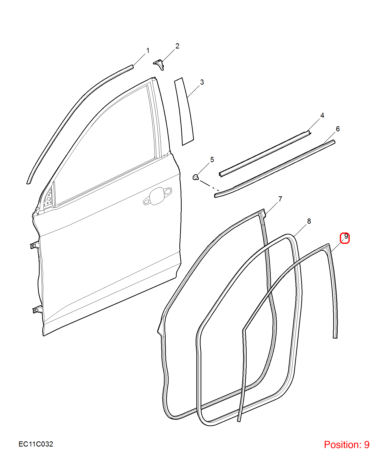 MG Door glass lift rubber strip OEM 10321426 FOR MG5 10321426-MG_OEM