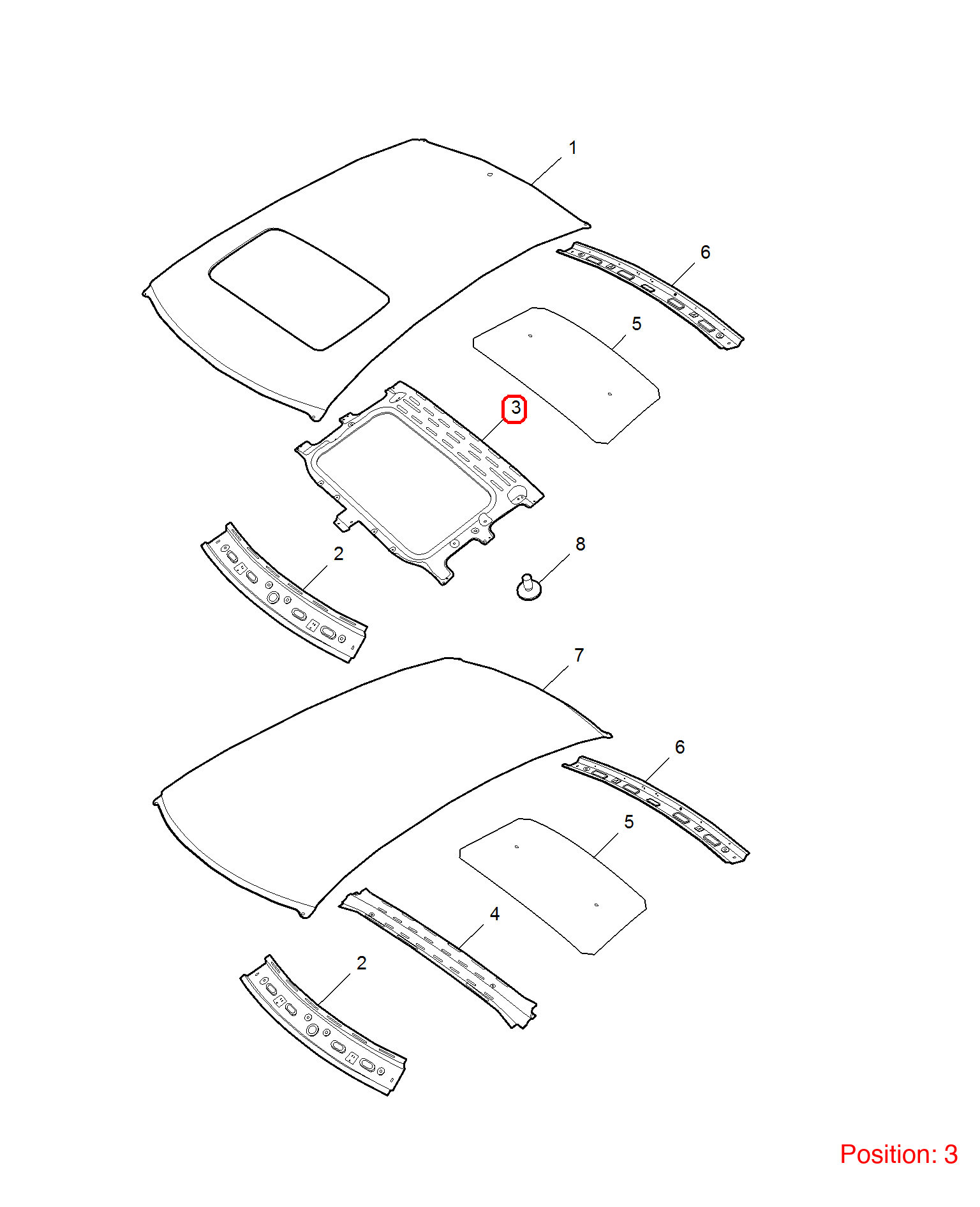 MG PANORAMIC SUNROOF REAR SECTION REPAIR KIT OEM 10329554SEPP FOR MG6 10329554SEPP-MG_OEM