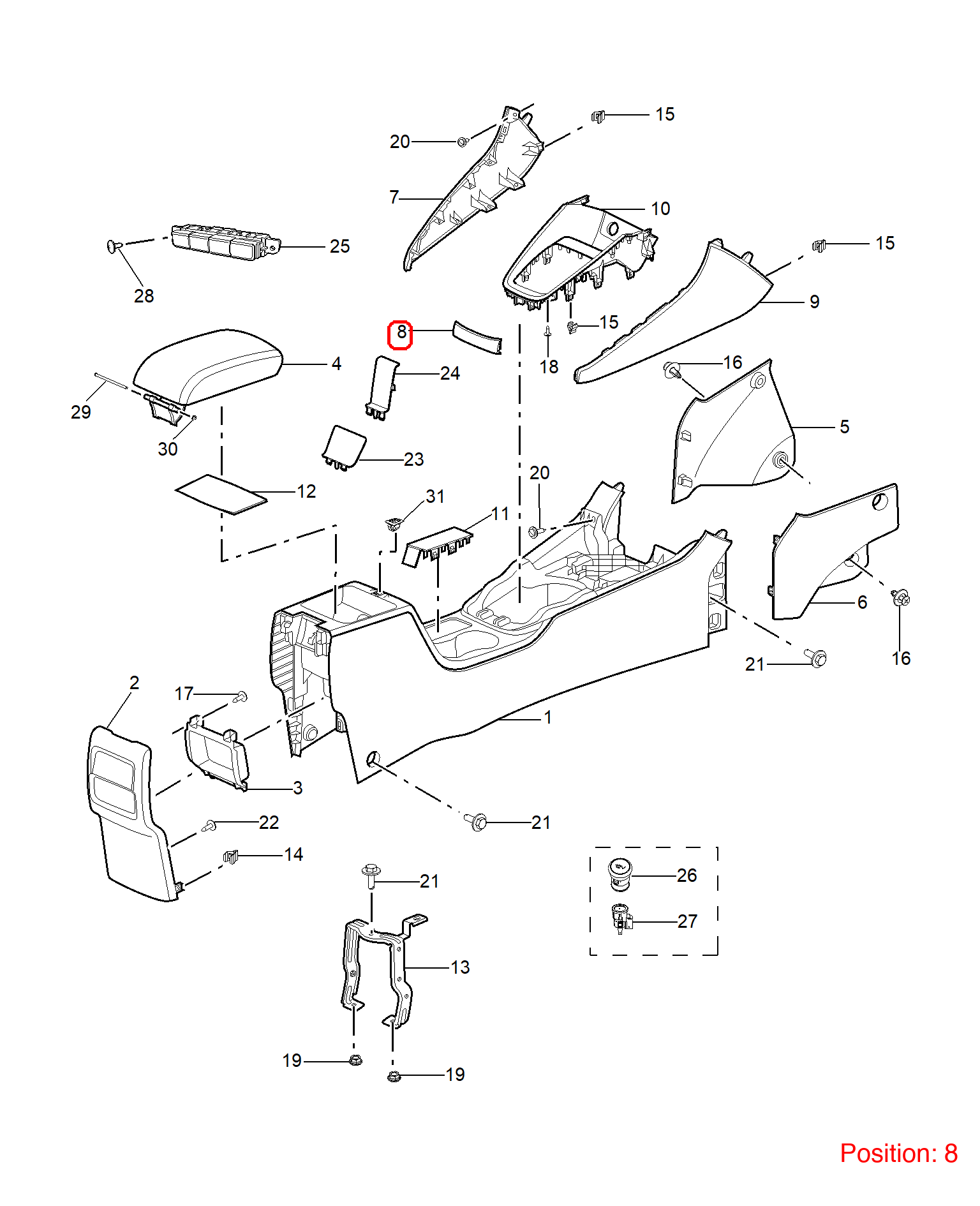 MG Armrest box trim strip OEM 10333877ASA FOR MG 10333877ASA-MG_OEM