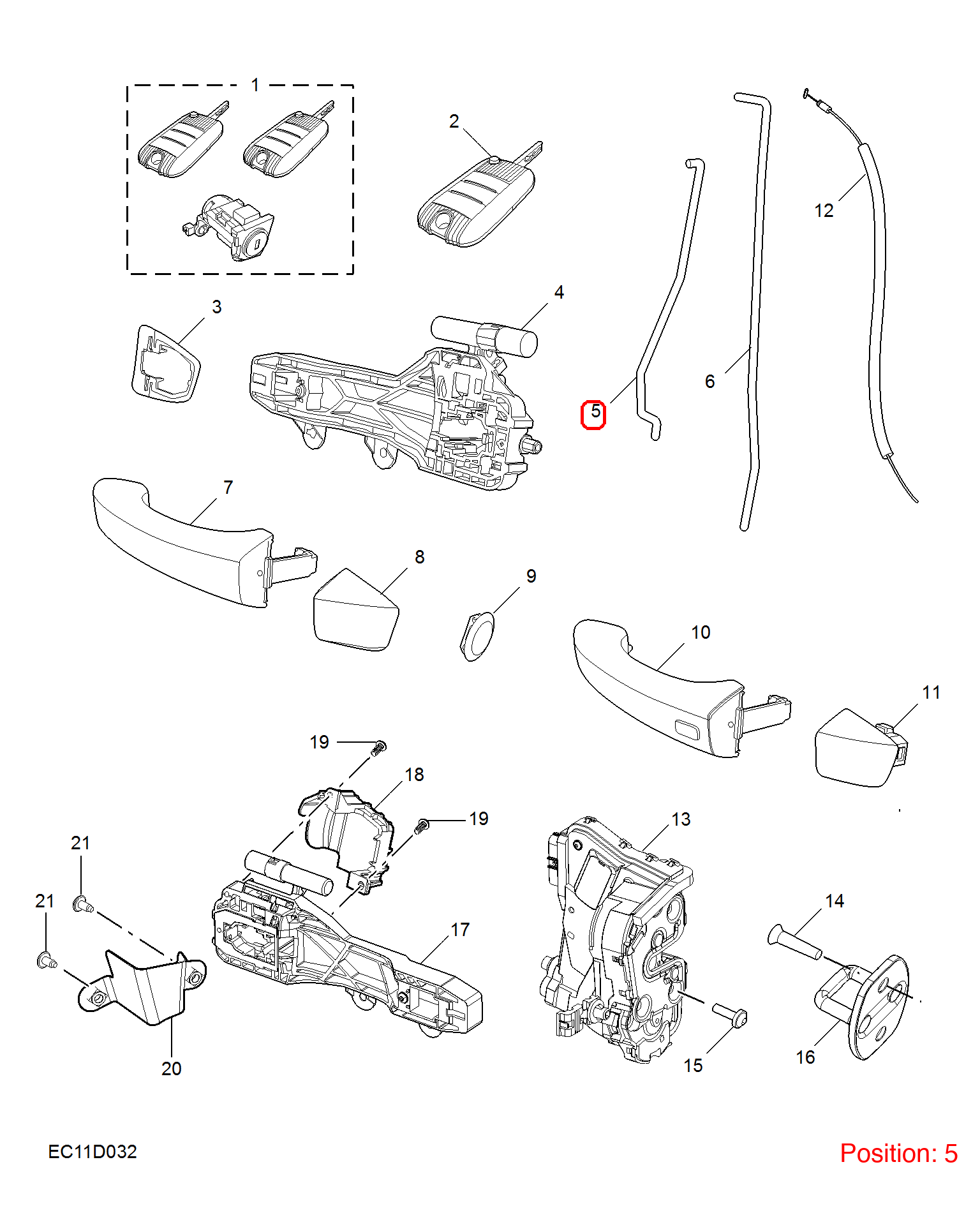 MG Door handle pull rod OEM 10351420 FOR MG5 10351420-MG_OEM