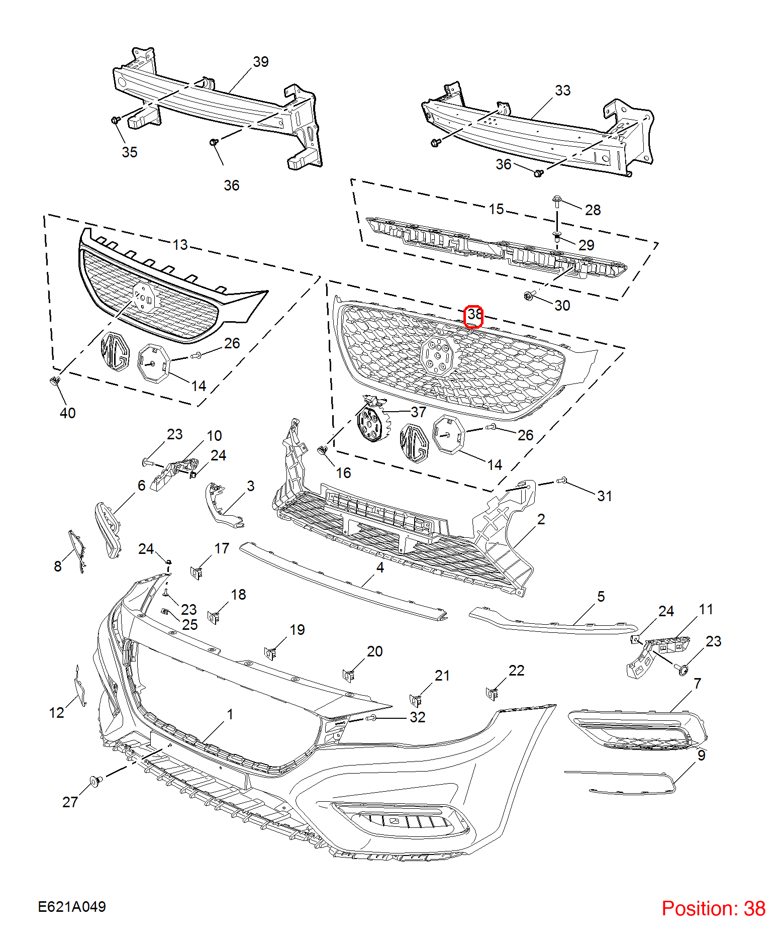 MG Front grille OEM 10358094 FOR MG6 10358094-MG_OEM