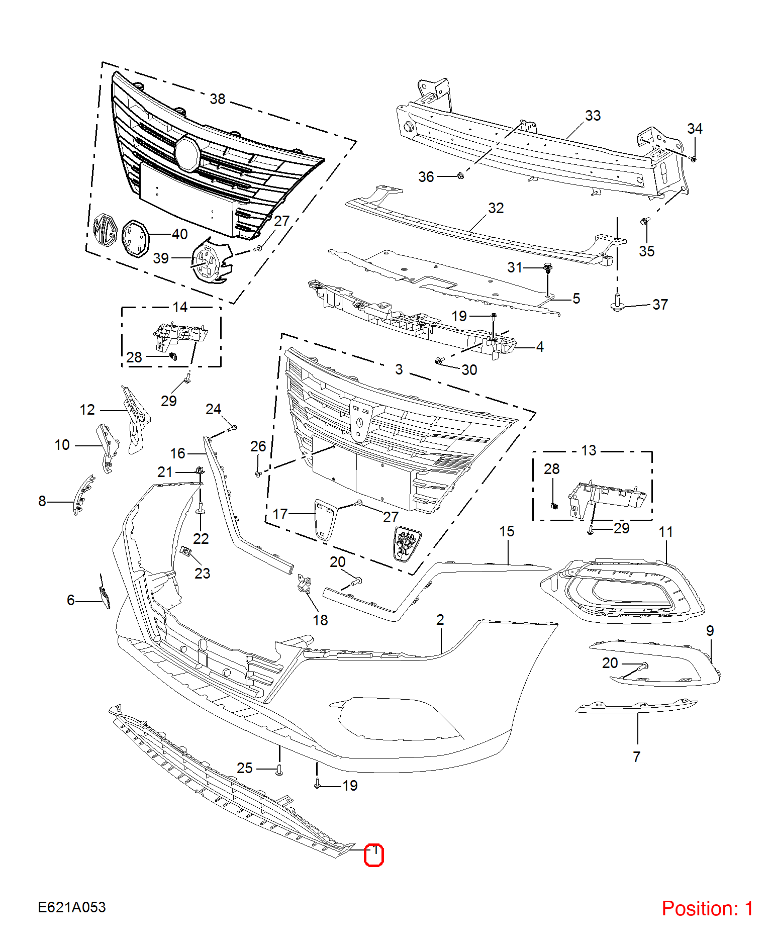 MG Bumper grille OEM 10359707 FOR MG5 10359707-MG_OEM