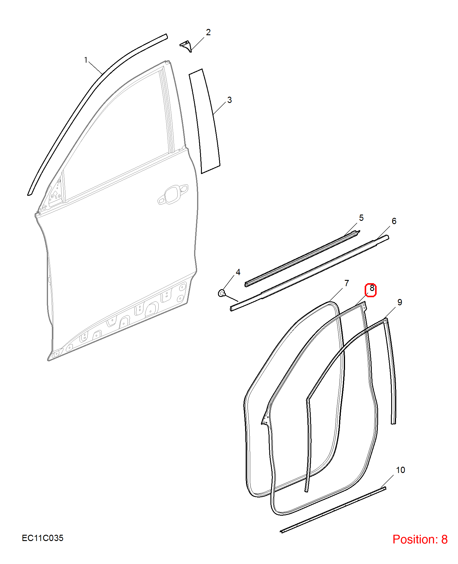 MG Door weatherstrip OEM 10367141 FOR MG 10367141-MG_OEM