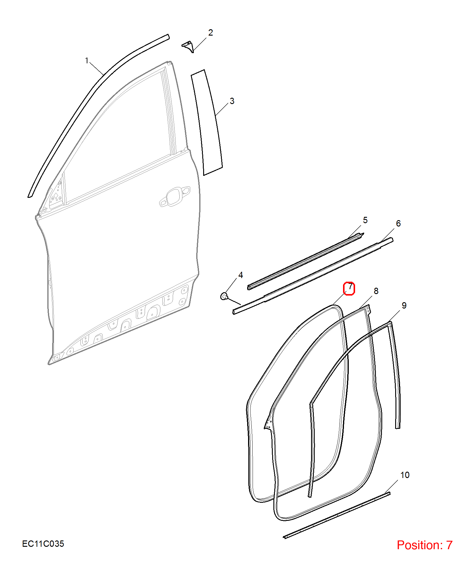 MG Door frame weatherstrip OEM 10367145 FOR MG 10367145-MG_OEM