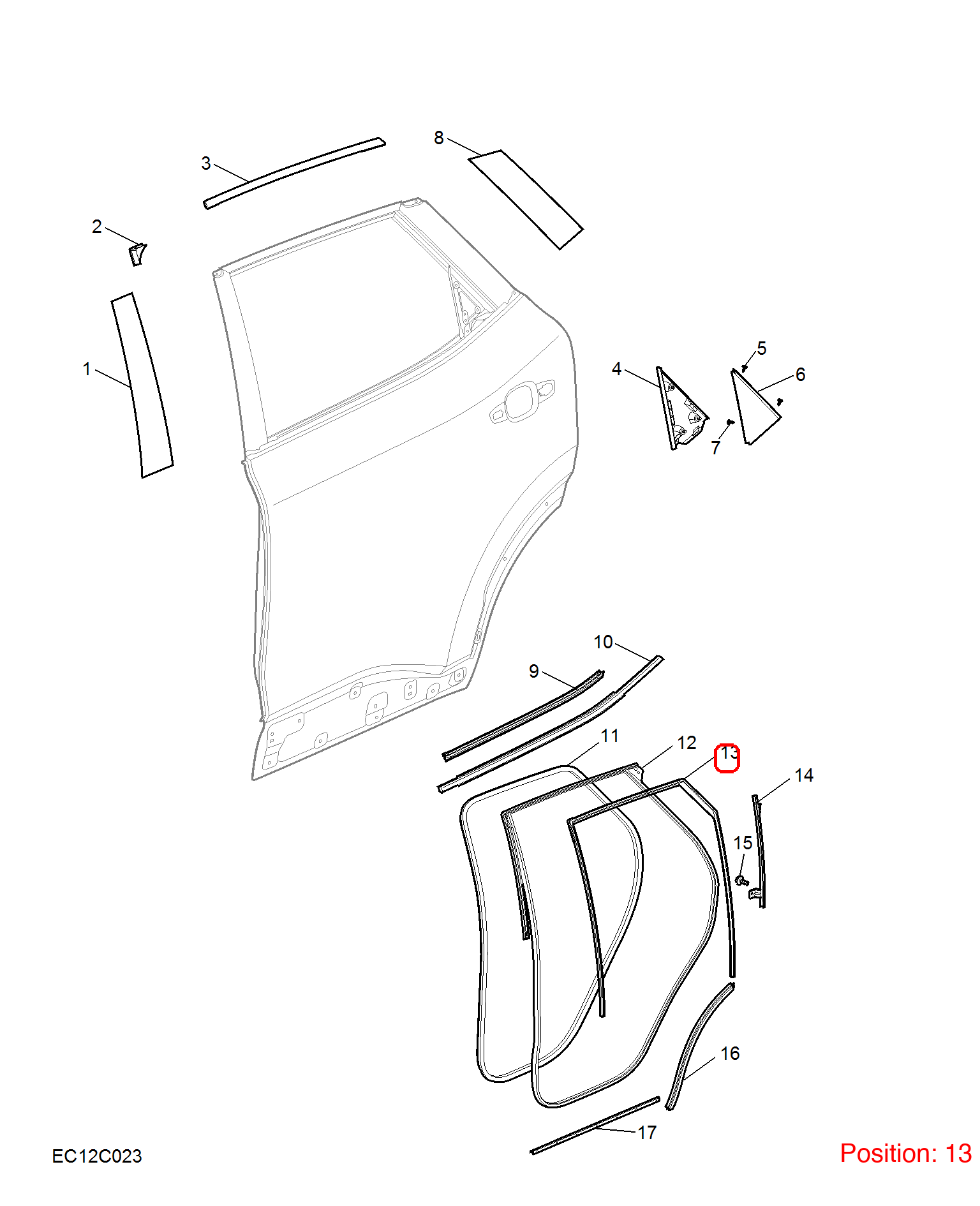 MG Door glass lift rubber strip OEM 10367151 FOR MG 10367151-MG_OEM