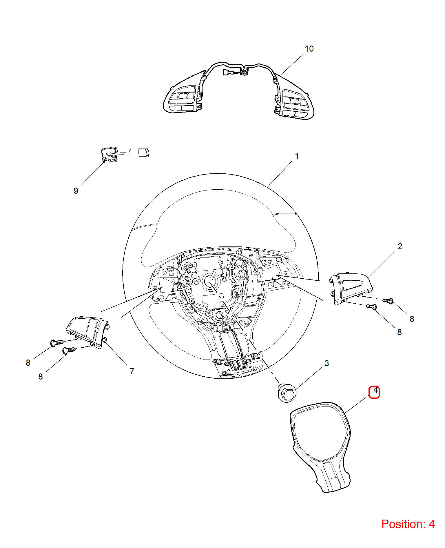 MG Steering wheel trim panel OEM 10370752 10370752-MG_OEM