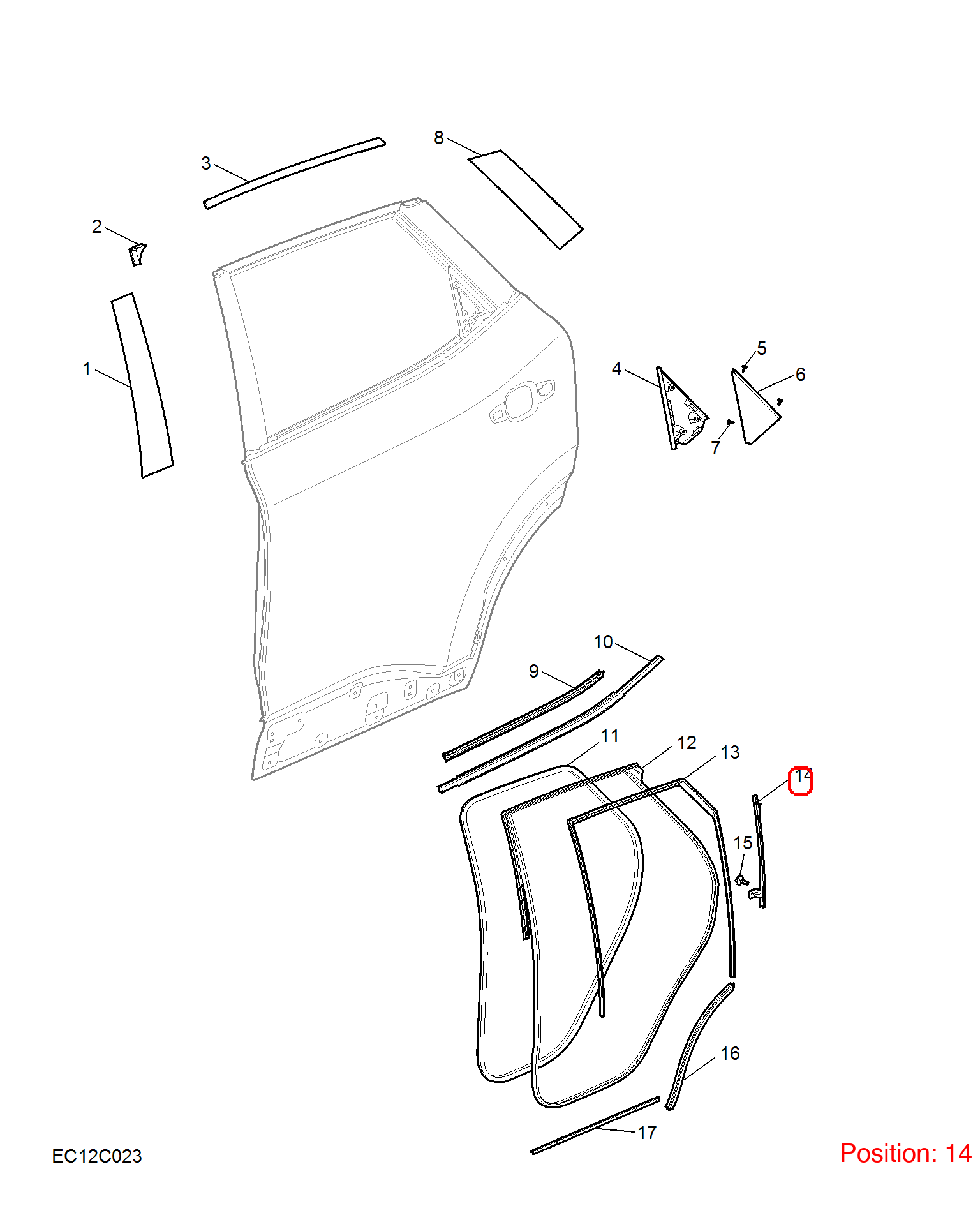 MG Door glass guide rail OEM 10415484 FOR MG 10415484-MG_OEM