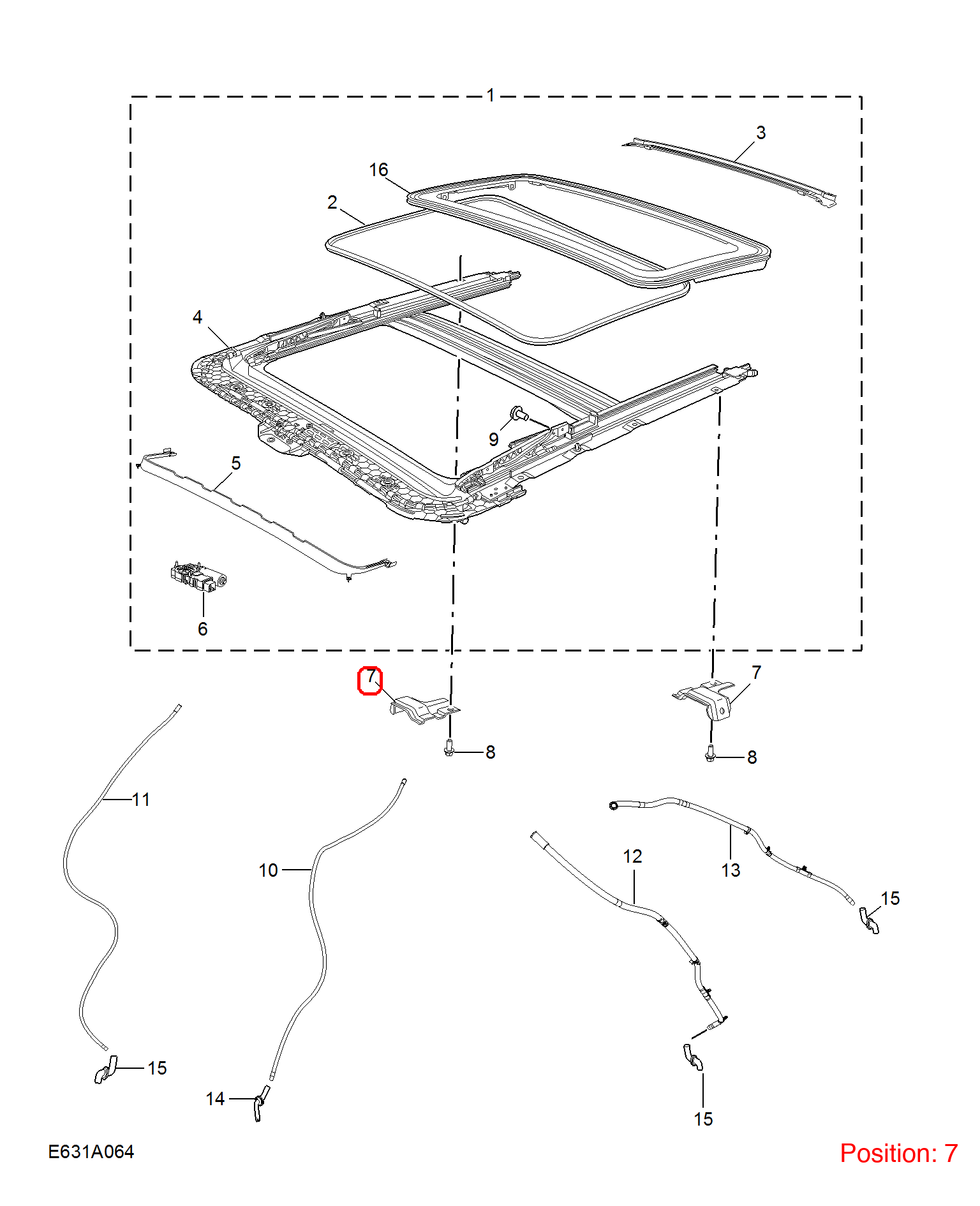 MG PANORAMIC SUNROOF REAR SECTION REPAIR KIT OEM 10425702 FOR MG5 10425702-MG_OEM