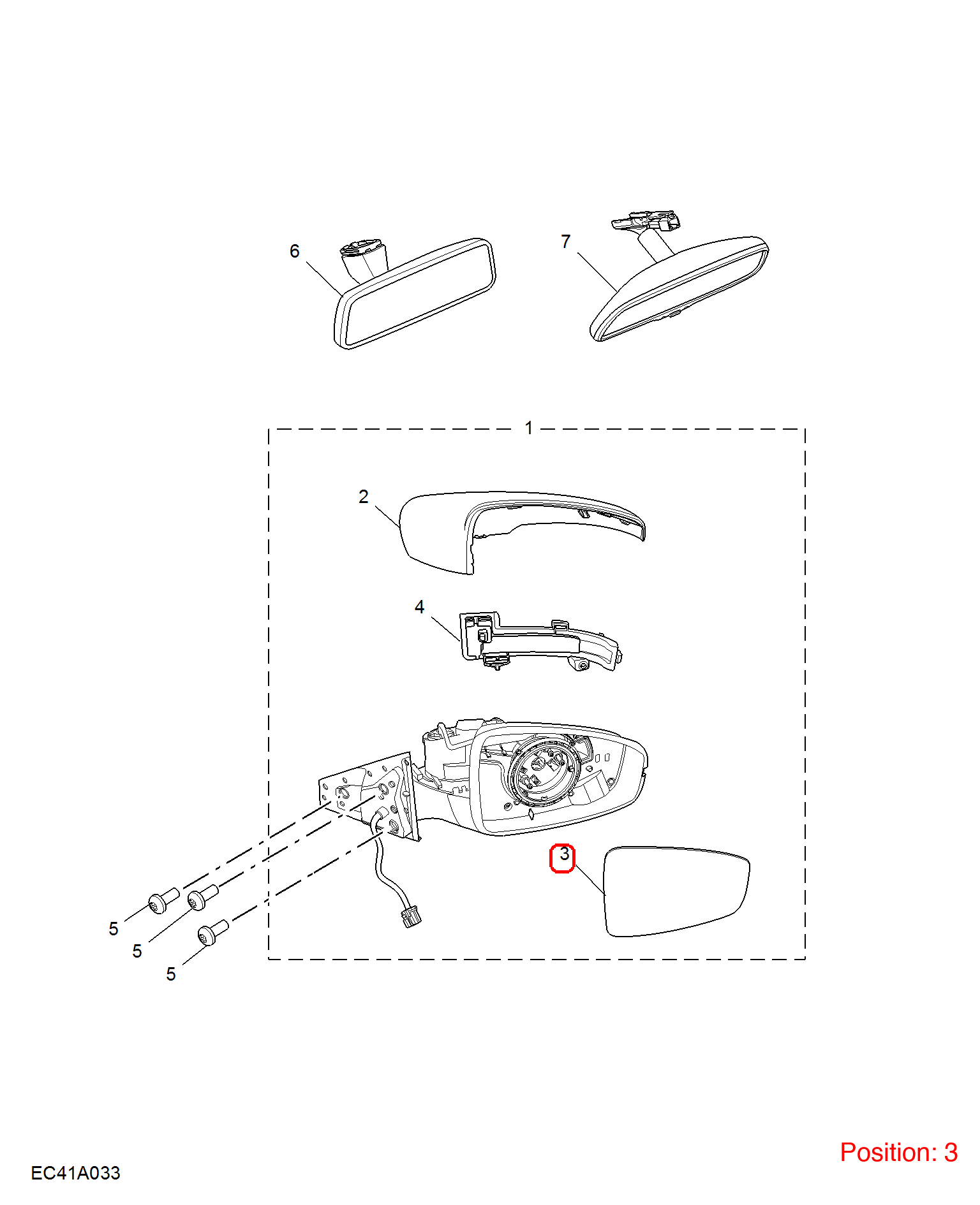 MG Reverse mirror glass OEM 10449049 FOR MG5 10449049-MG_OEM
