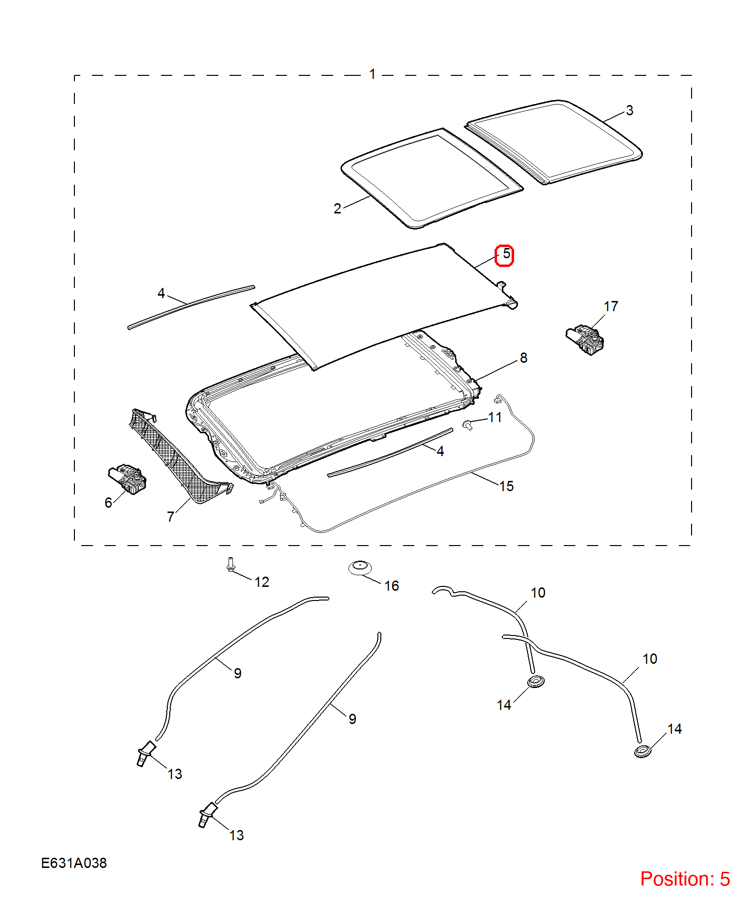 MG Sunroof sunshade OEM 10453927NBC FOR MG 10453927NBC-MG_OEM