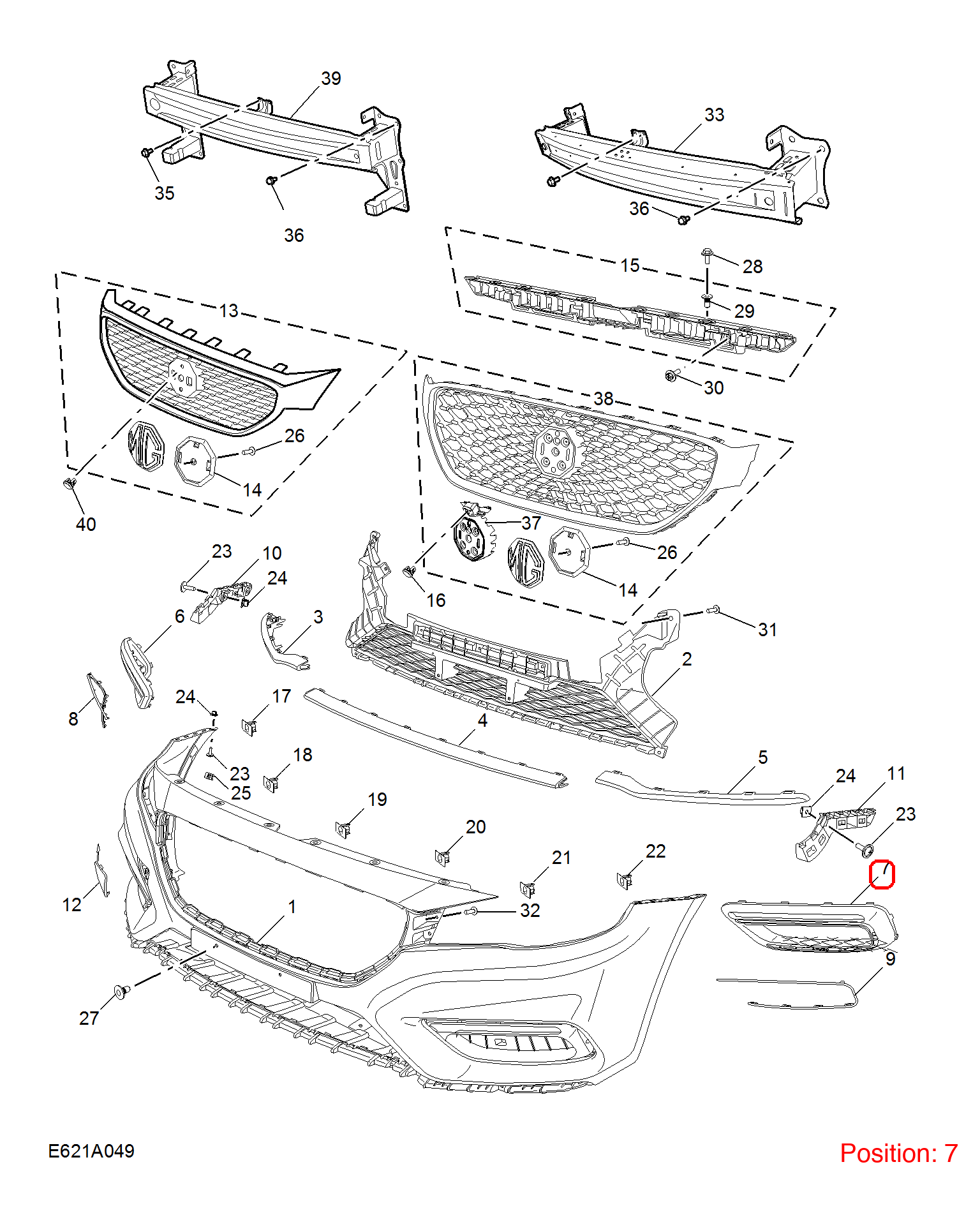 MG Bumper grille OEM 10468734 FOR MG6 10468734-MG_OEM