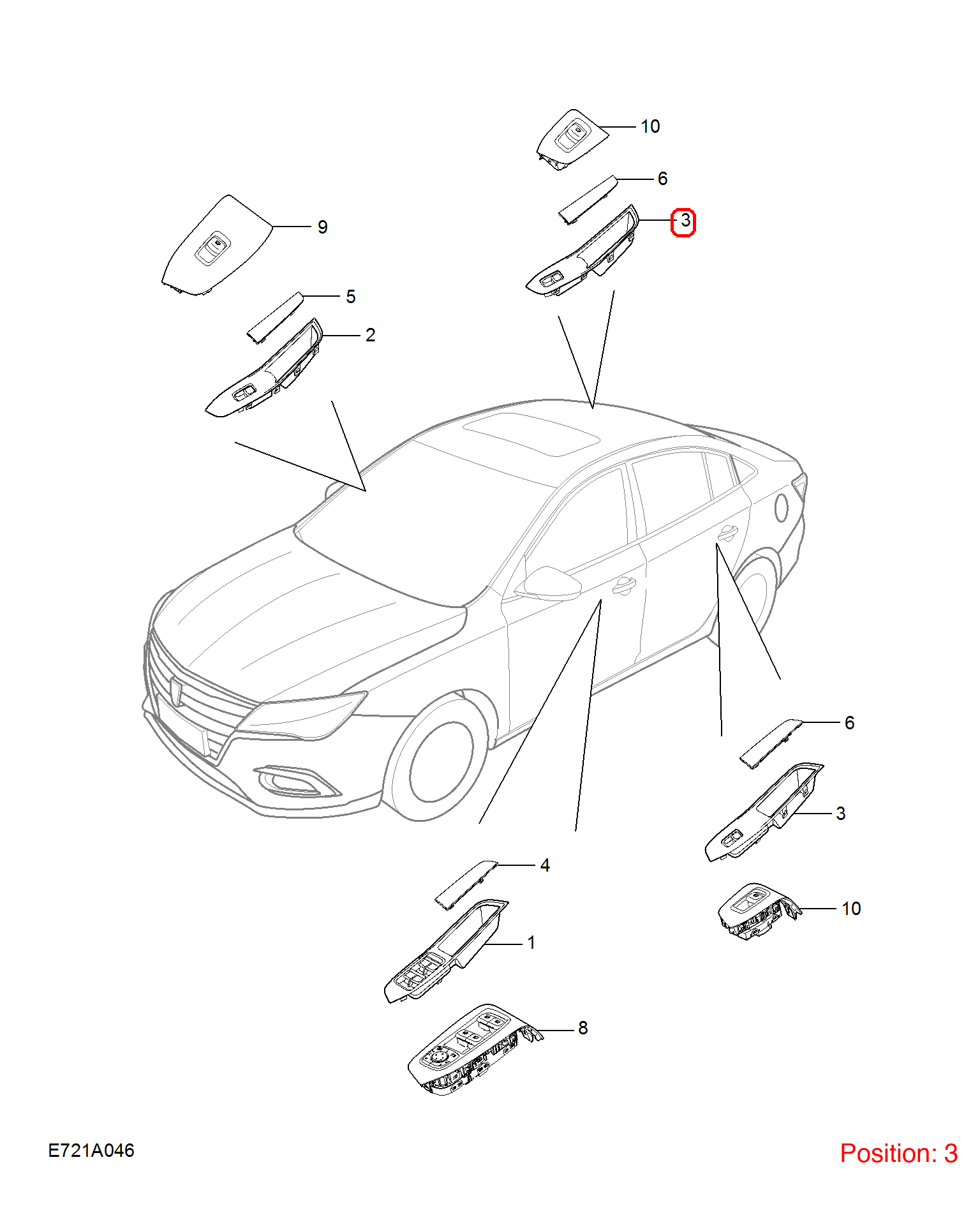 MG Power Window Control Switch OEM 10477070 FOR MG5 10477070-MG_OEM
