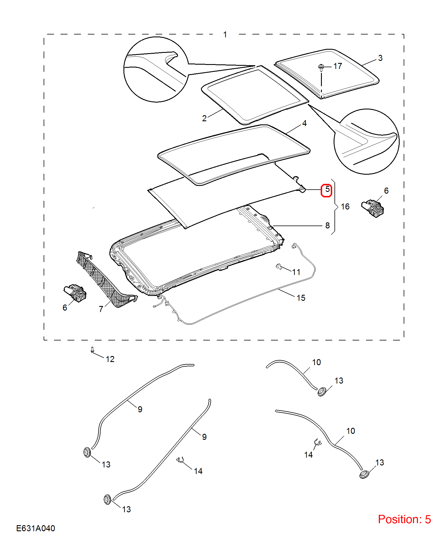 MG Sunroof sunshade OEM 10601604ASA FOR MG 10601604ASA-MG_OEM