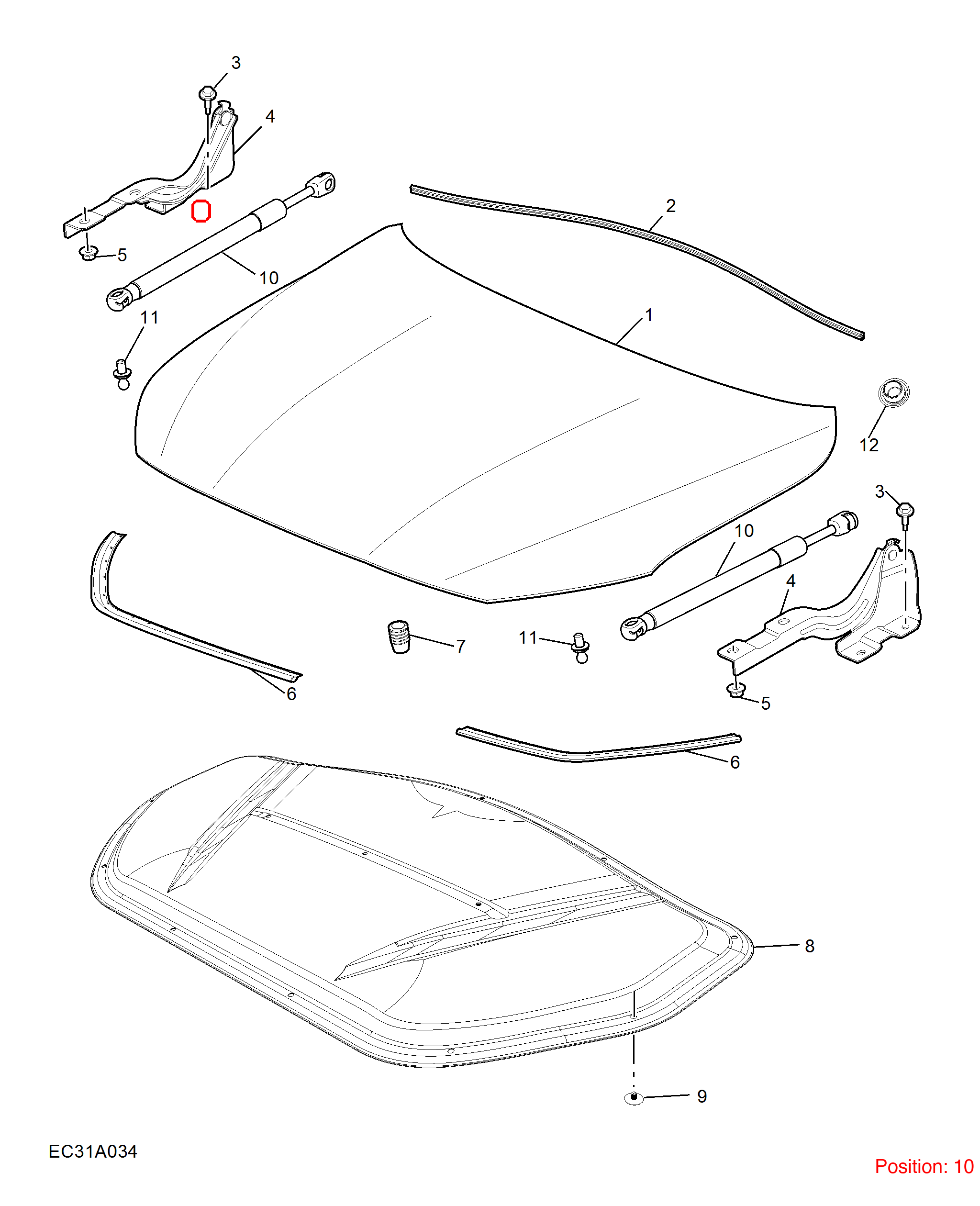 MG Hood Lift Support OEM 10603157 FOR MG 10603157-MG_OEM