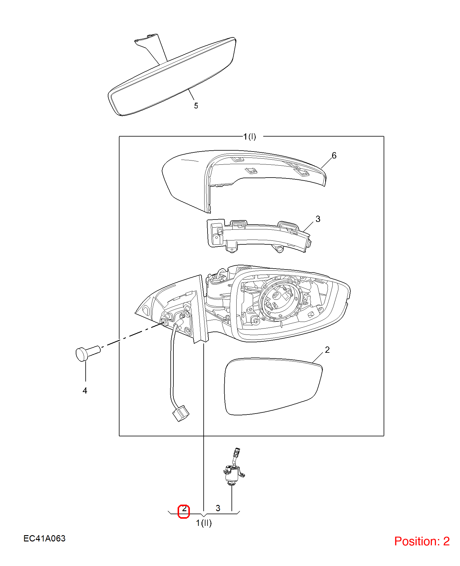 MG Reverse mirror glass OEM 10623453 FOR MG5 10623453-MG_OEM