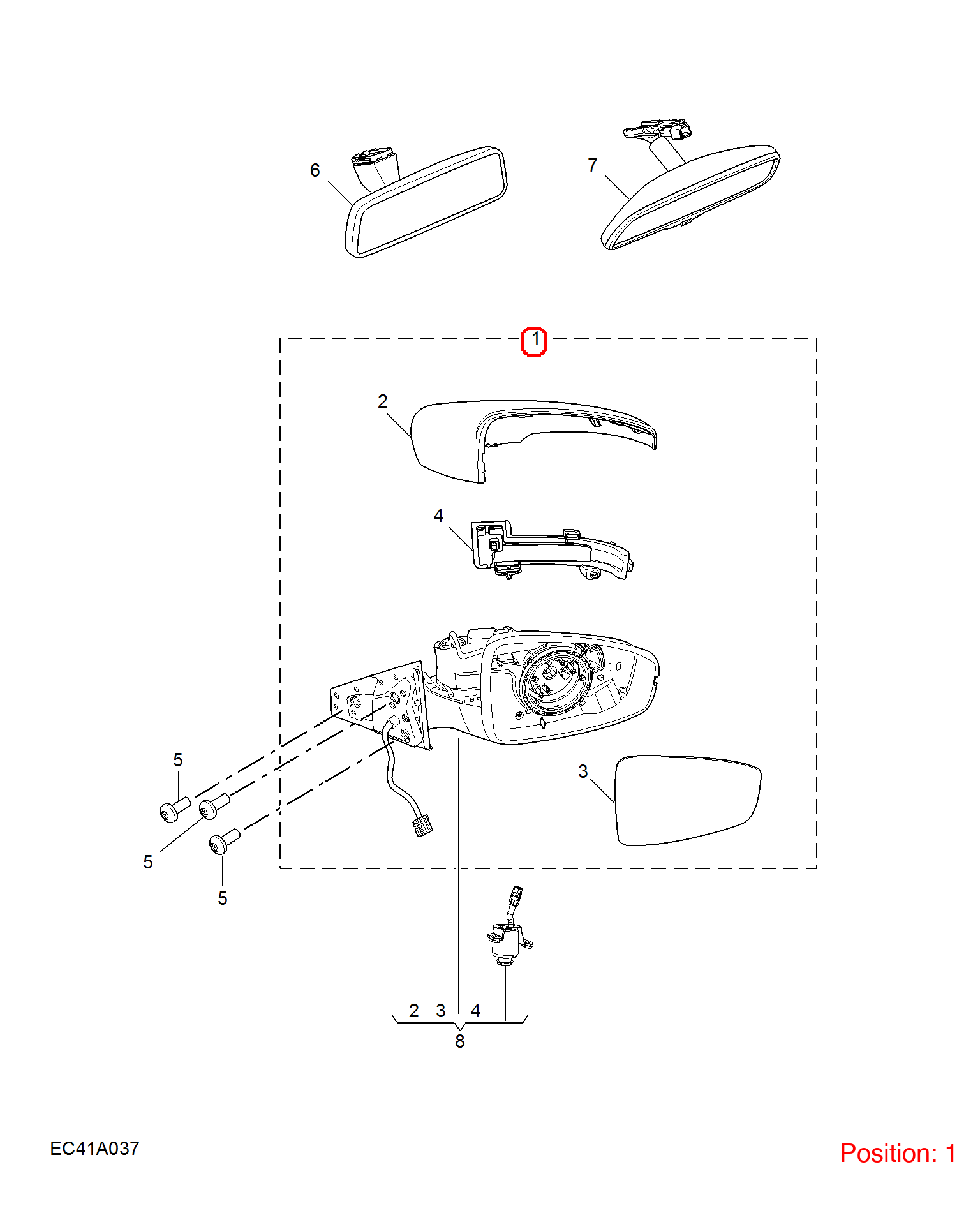 MG Reverse mirror assembly OEM 10718796SPRP FOR MG5 10718796SPRP-MG_OEM