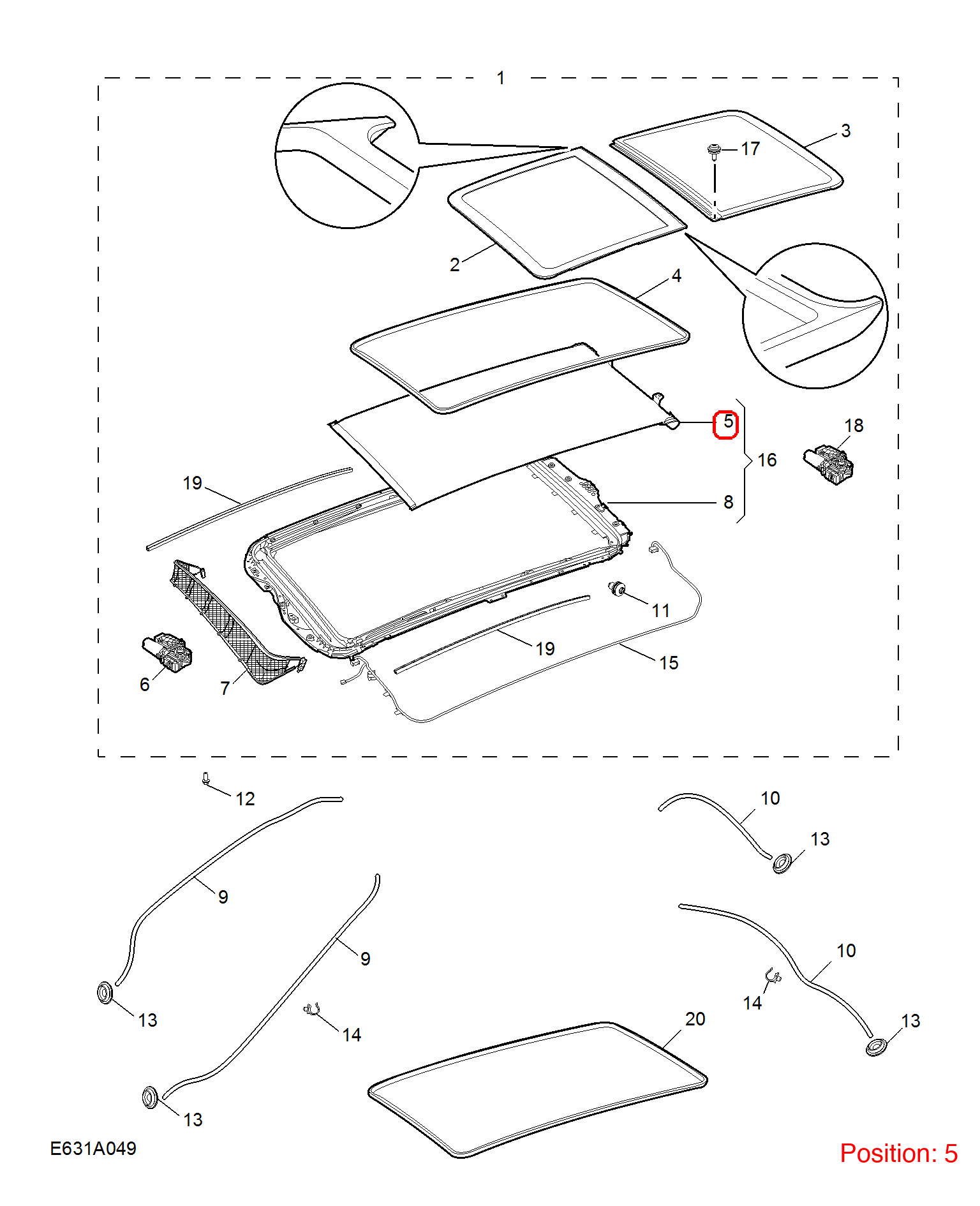 MG Sunroof sunshade OEM 10722004ASA FOR MG 10722004ASA-MG_OEM