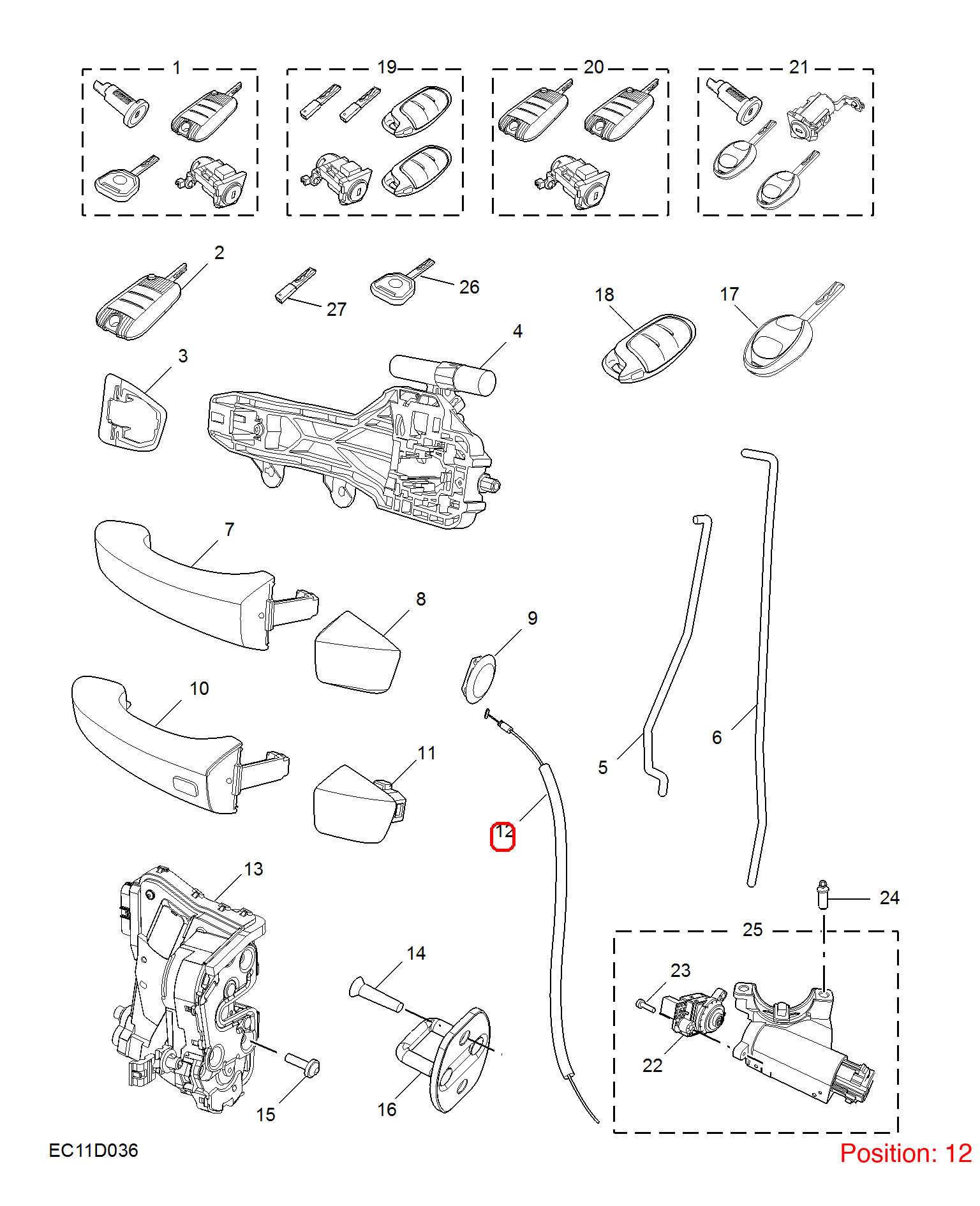 MG Door lock mechanism pull wire OEM 10755283 FOR MG5 10755283-MG_OEM