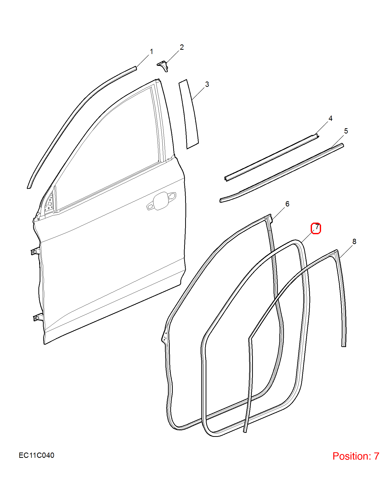 MG Door frame weatherstrip OEM 10764321 FOR MG 10764321-MG_OEM