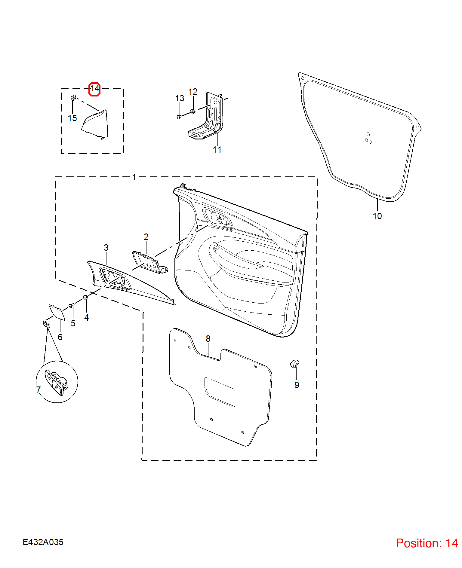 MG Reverse mirror triangle trim panel OEM 10764505NBC FOR MG5 10764505NBC-MG_OEM