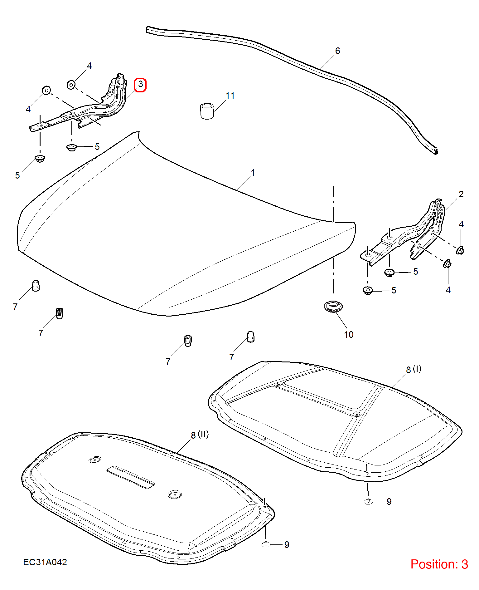 MG Hood hinge OEM 10766113SEPP FOR MG 10766113SEPP-MG_OEM