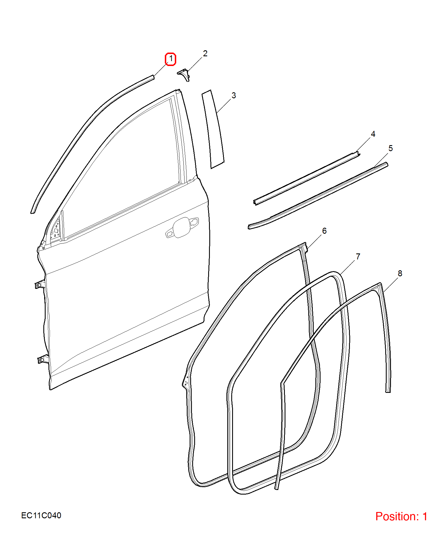 MG Door glass upper trim strip OEM 10770040 FOR MG 10770040-MG_OEM