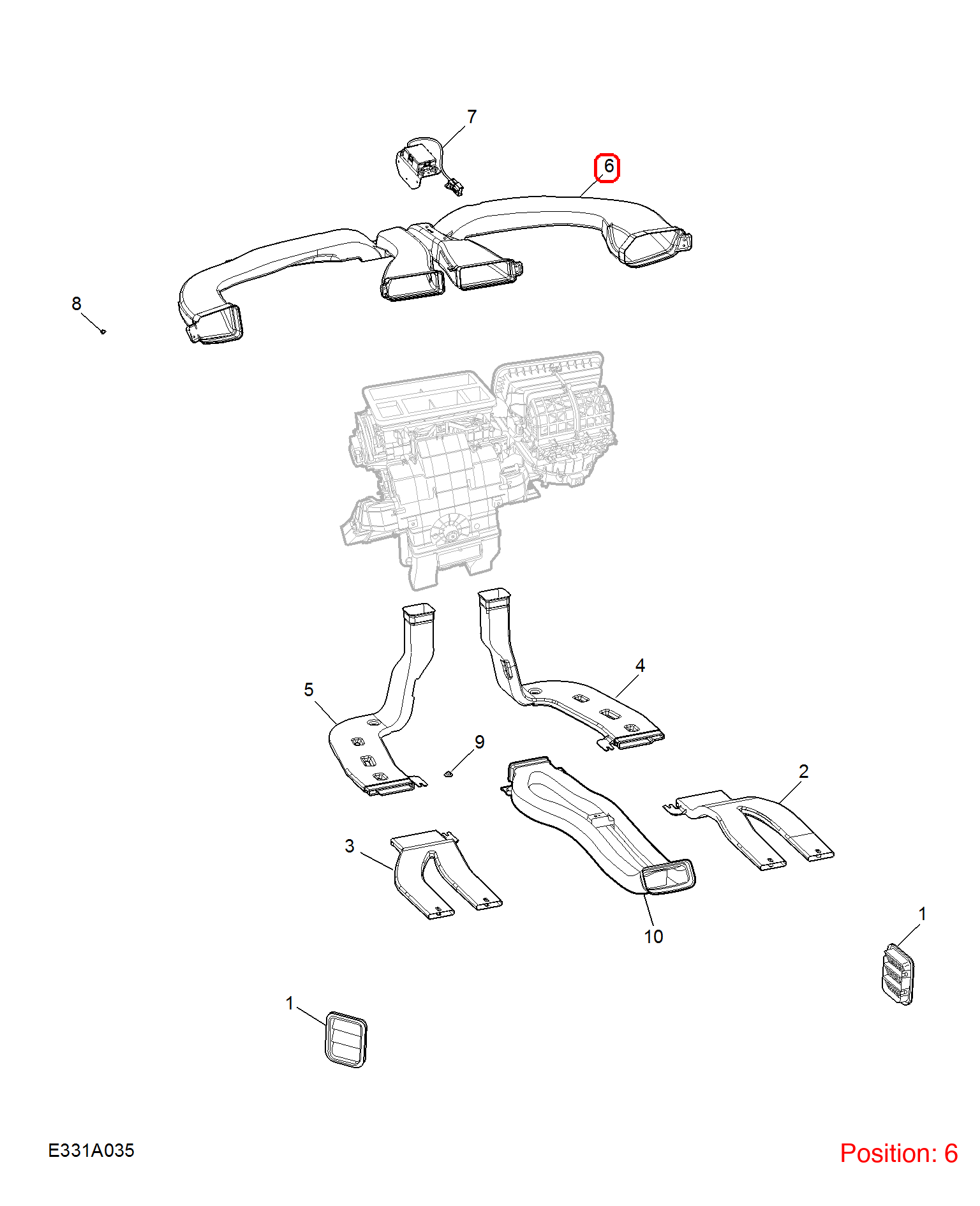 MG Air conditioning duct OEM 10811896 FOR MG5 10811896-MG_OEM