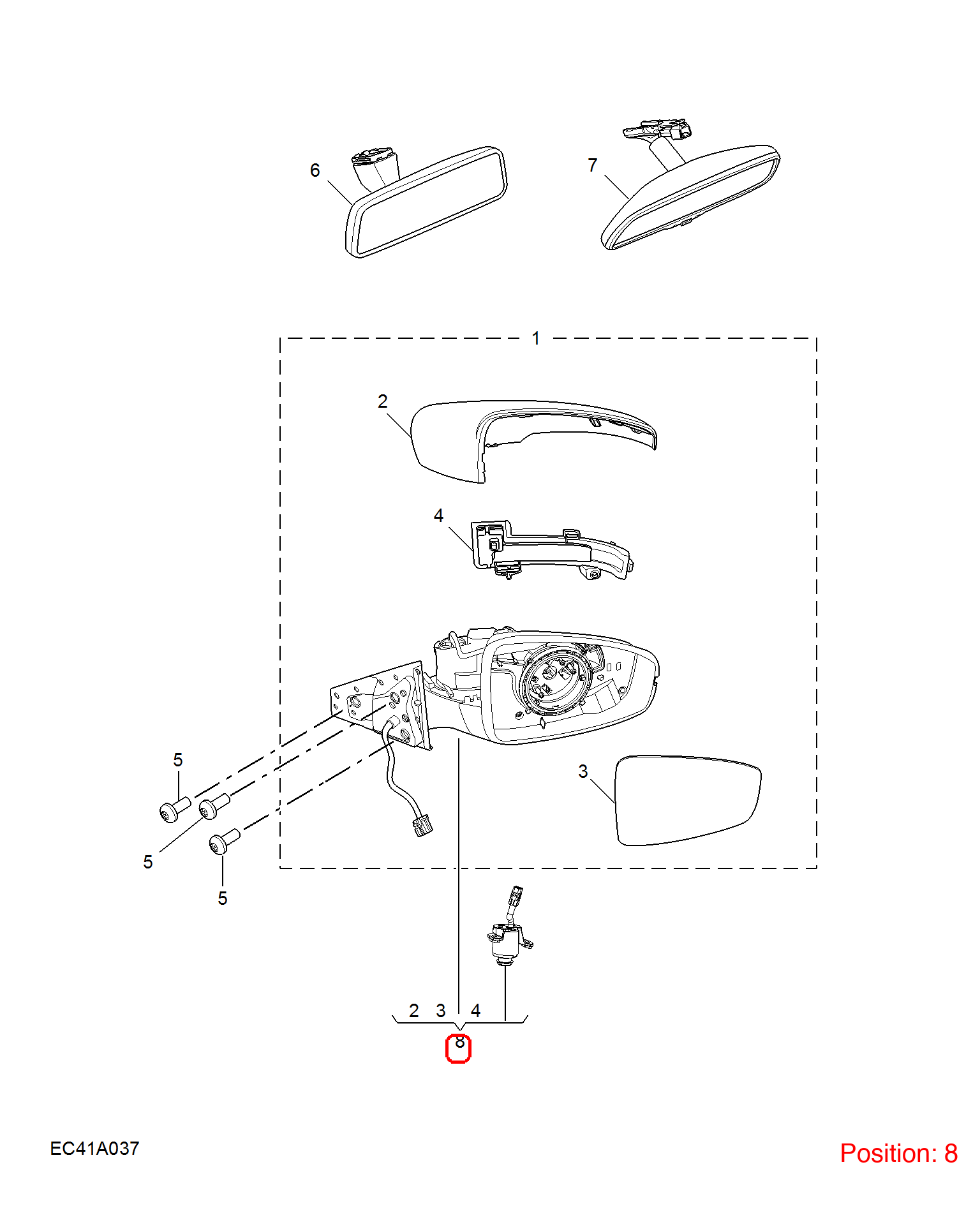 MG Reverse mirror assembly OEM 10833512SPRP FOR MG5 10833512SPRP-MG_OEM
