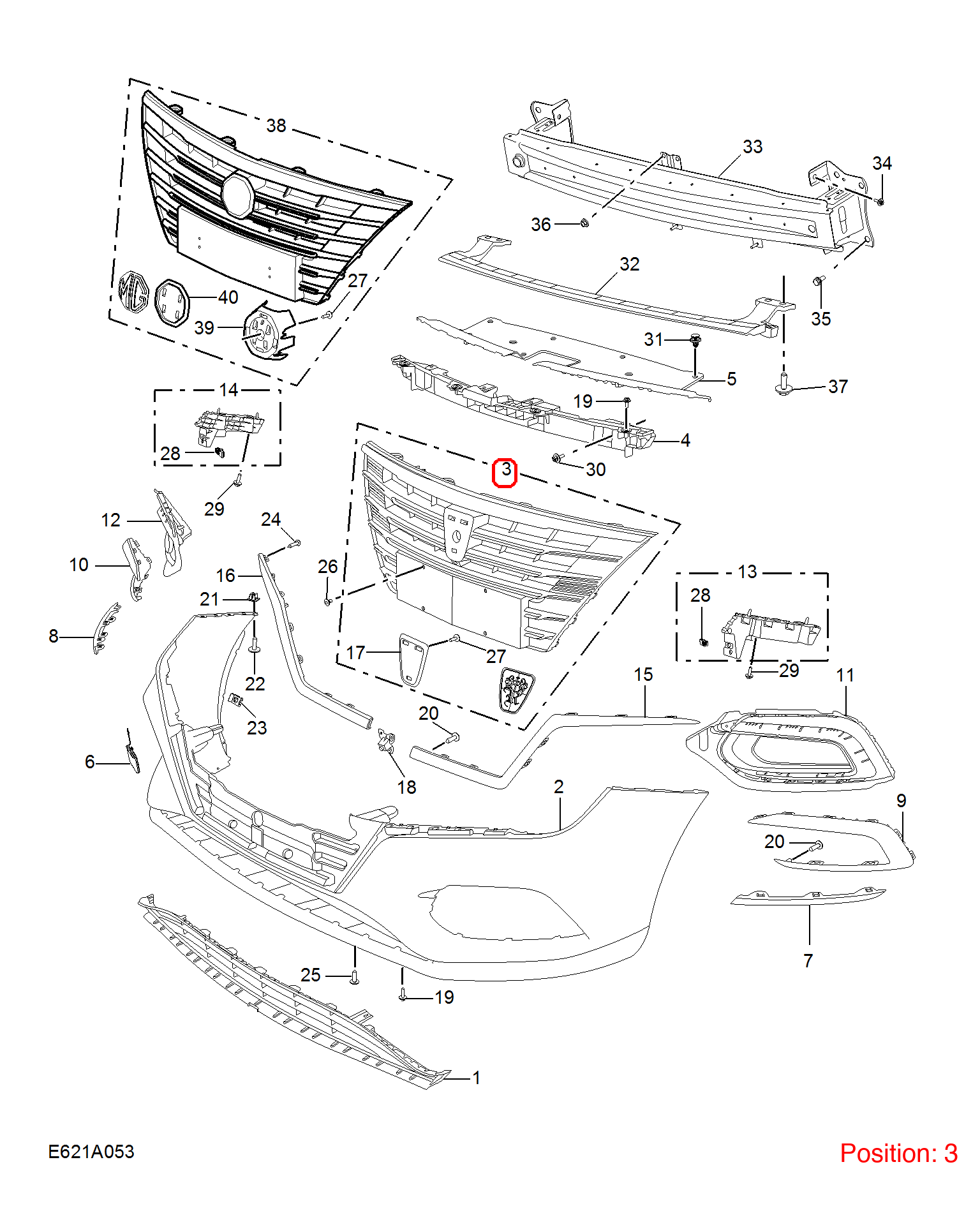 MG Front grille OEM 10860699 10860699-MG_OEM