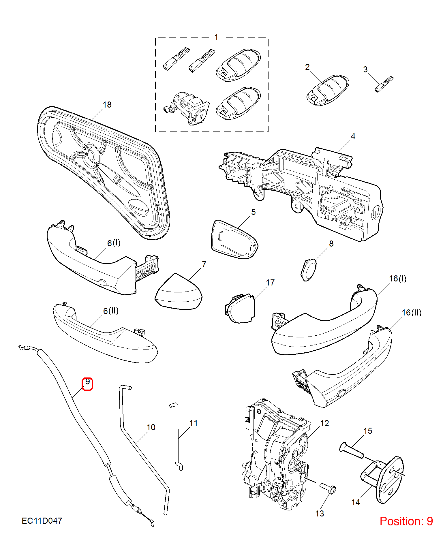 MG Door lock mechanism pull wire OEM 10862714 FOR MG 10862714-MG_OEM