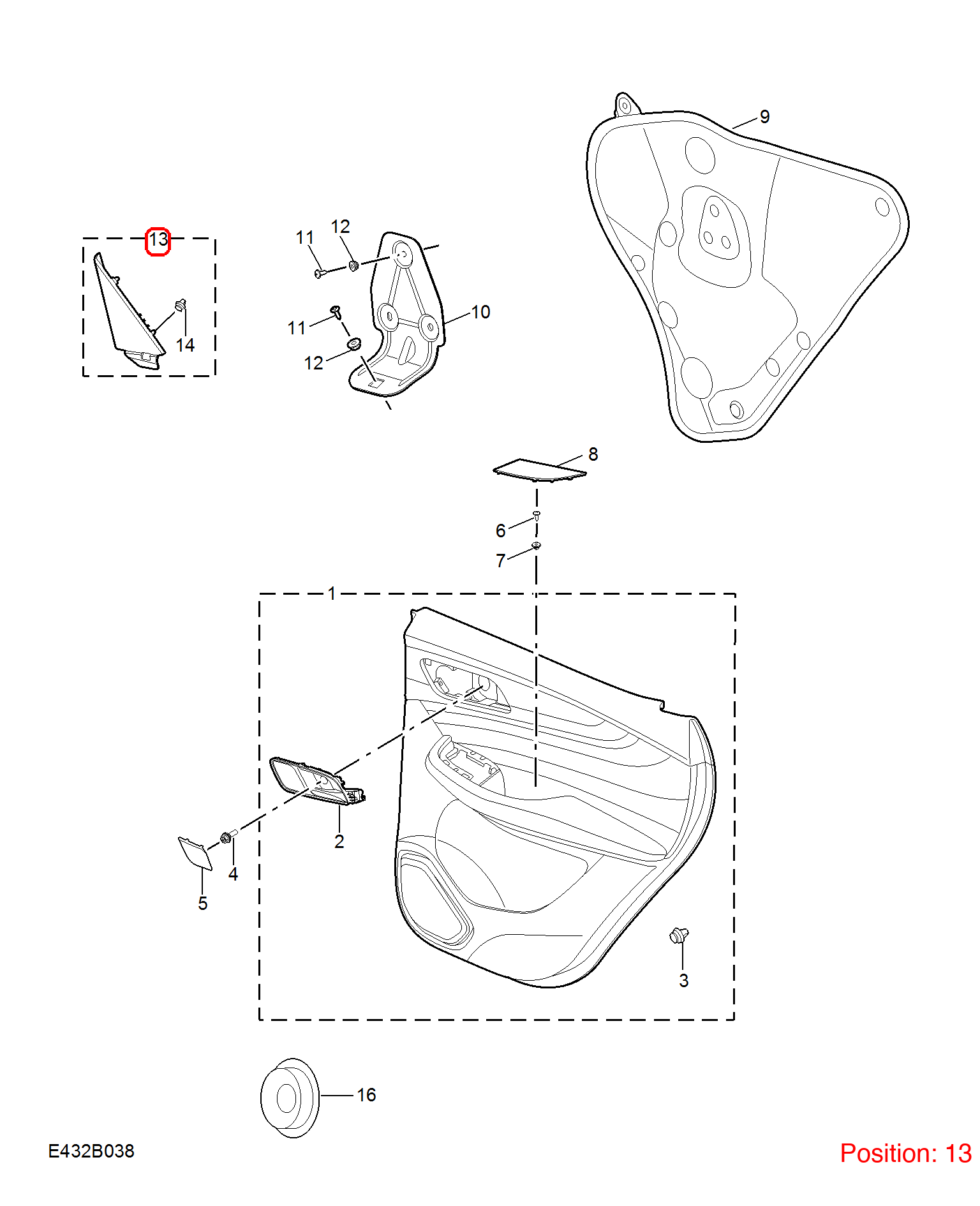 MG Triangular Glass Frame OEM 10878505 FOR MG 10878505-MG_OEM