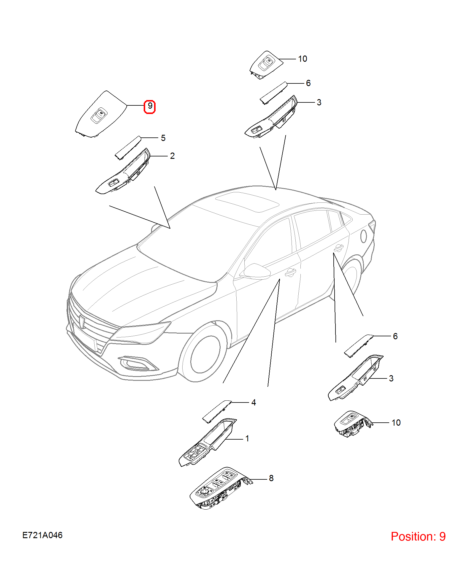 MG Power Window Control Switch OEM 10923853 FOR MG5 10923853-MG_OEM