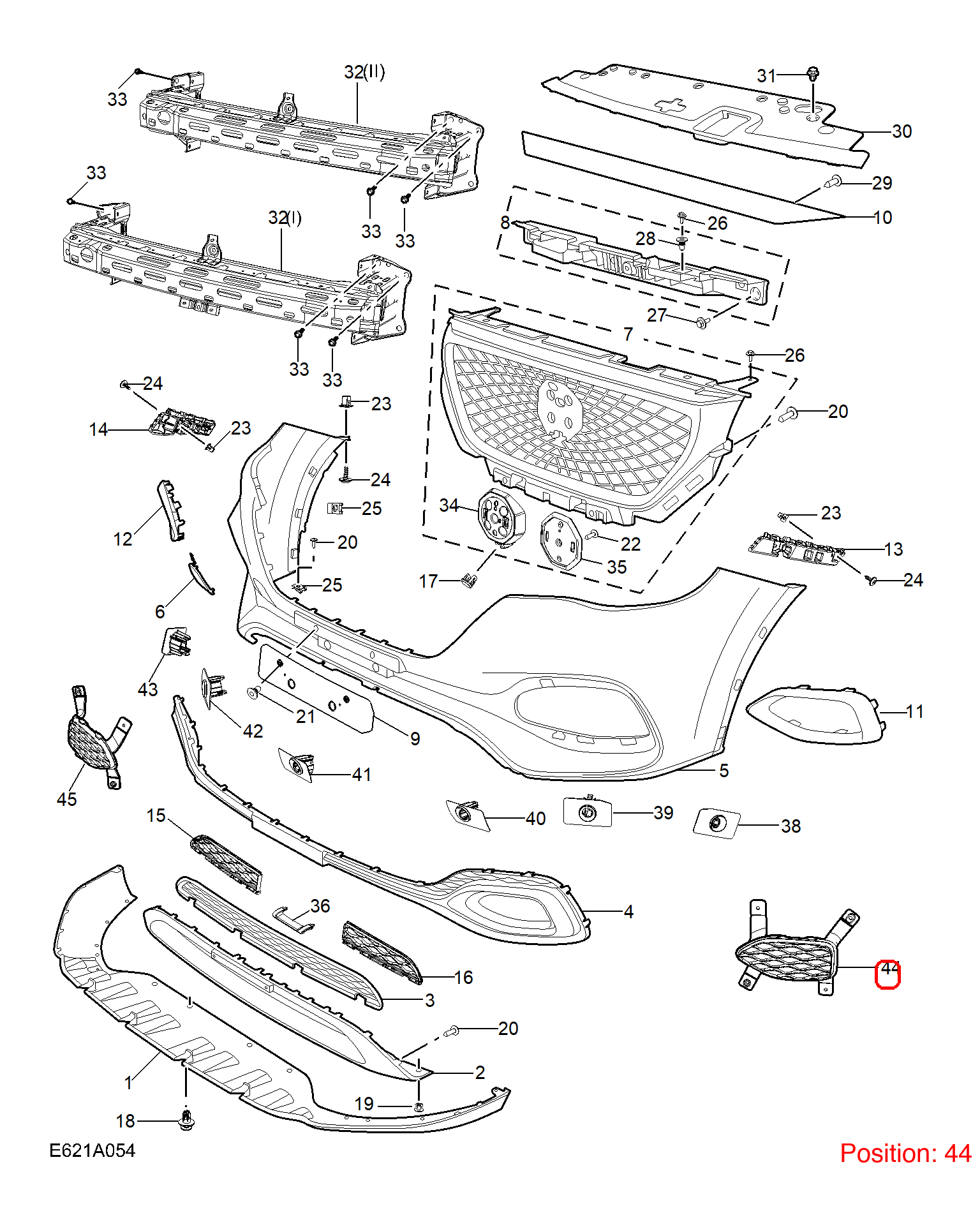 MG Bumper grille OEM 10958026 FOR MG 10958026-MG_OEM