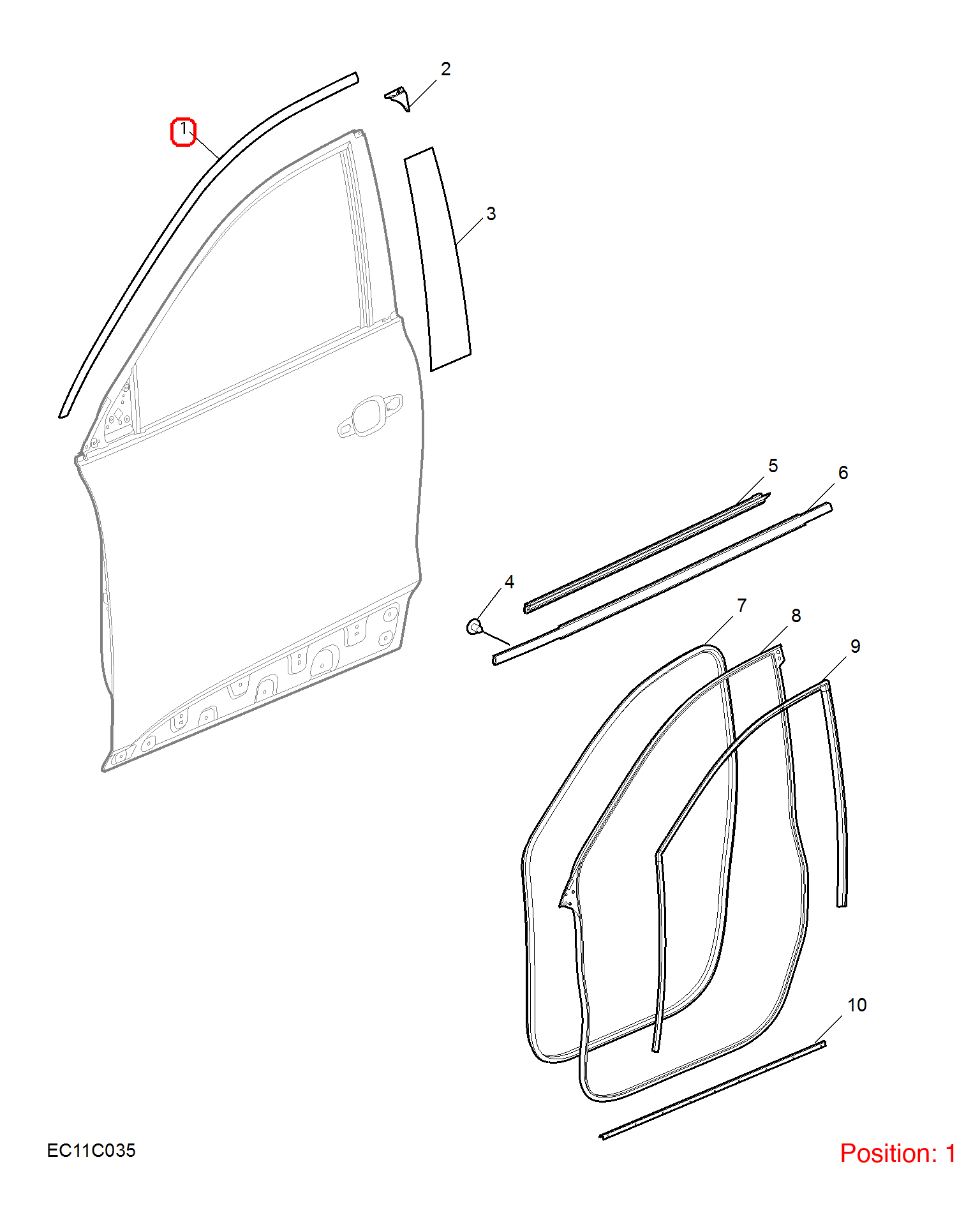 MG Door glass upper trim strip OEM 10977952 FOR MG 10977952-MG_OEM