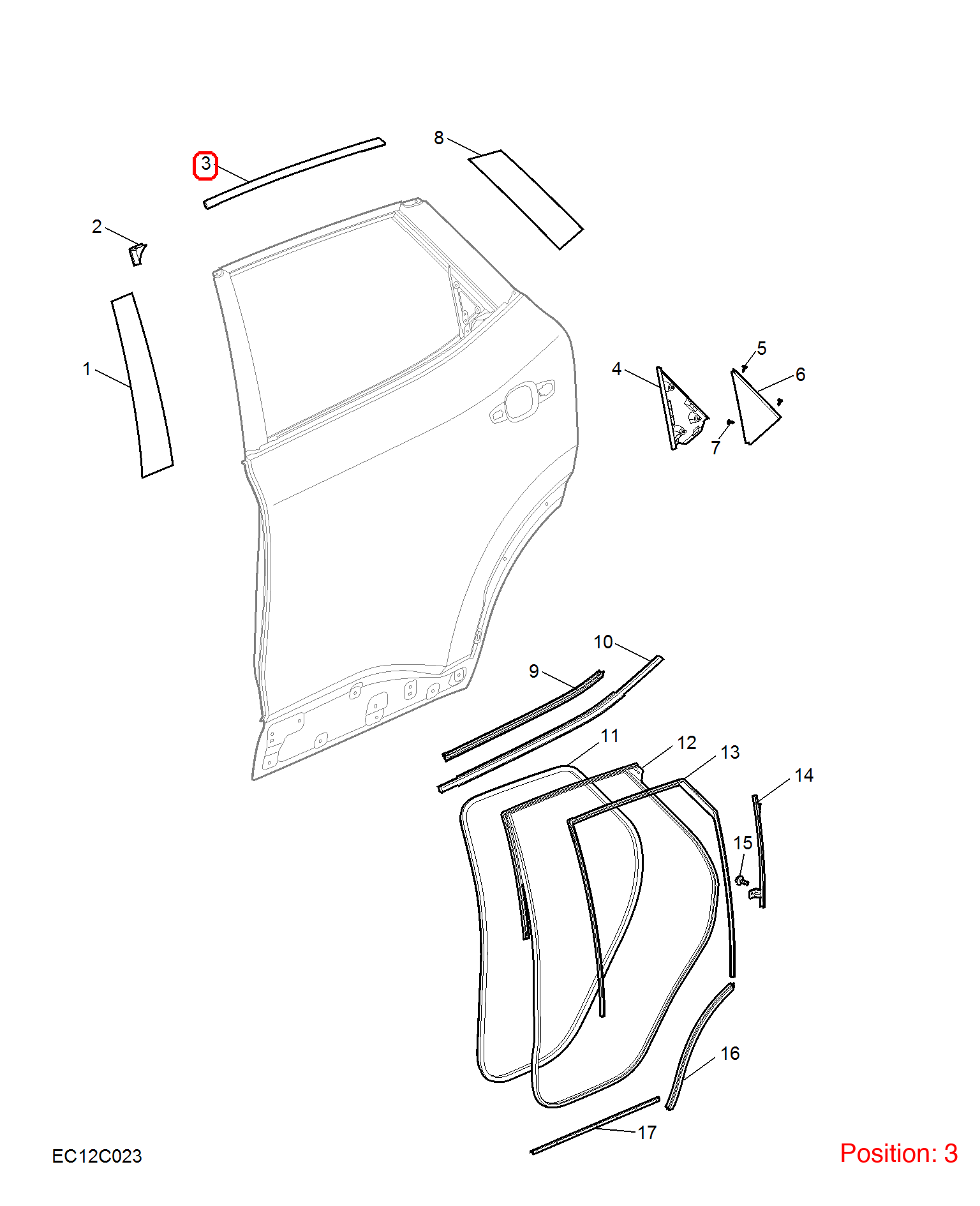 MG Door glass upper trim strip OEM 10978019 FOR MG 10978019-MG_OEM