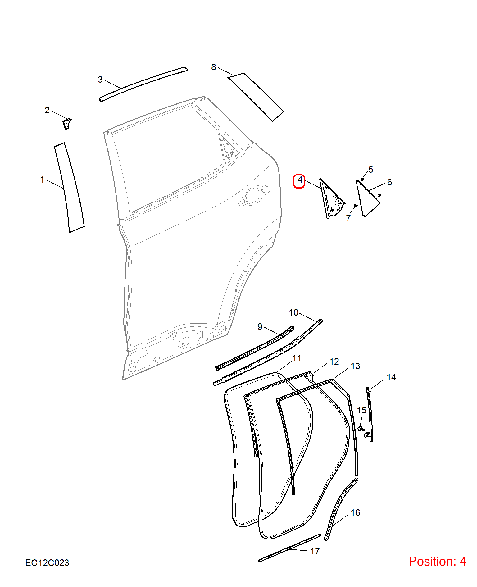 MG Triangular Glass Frame OEM 10991376 FOR MG 10991376-MG_OEM