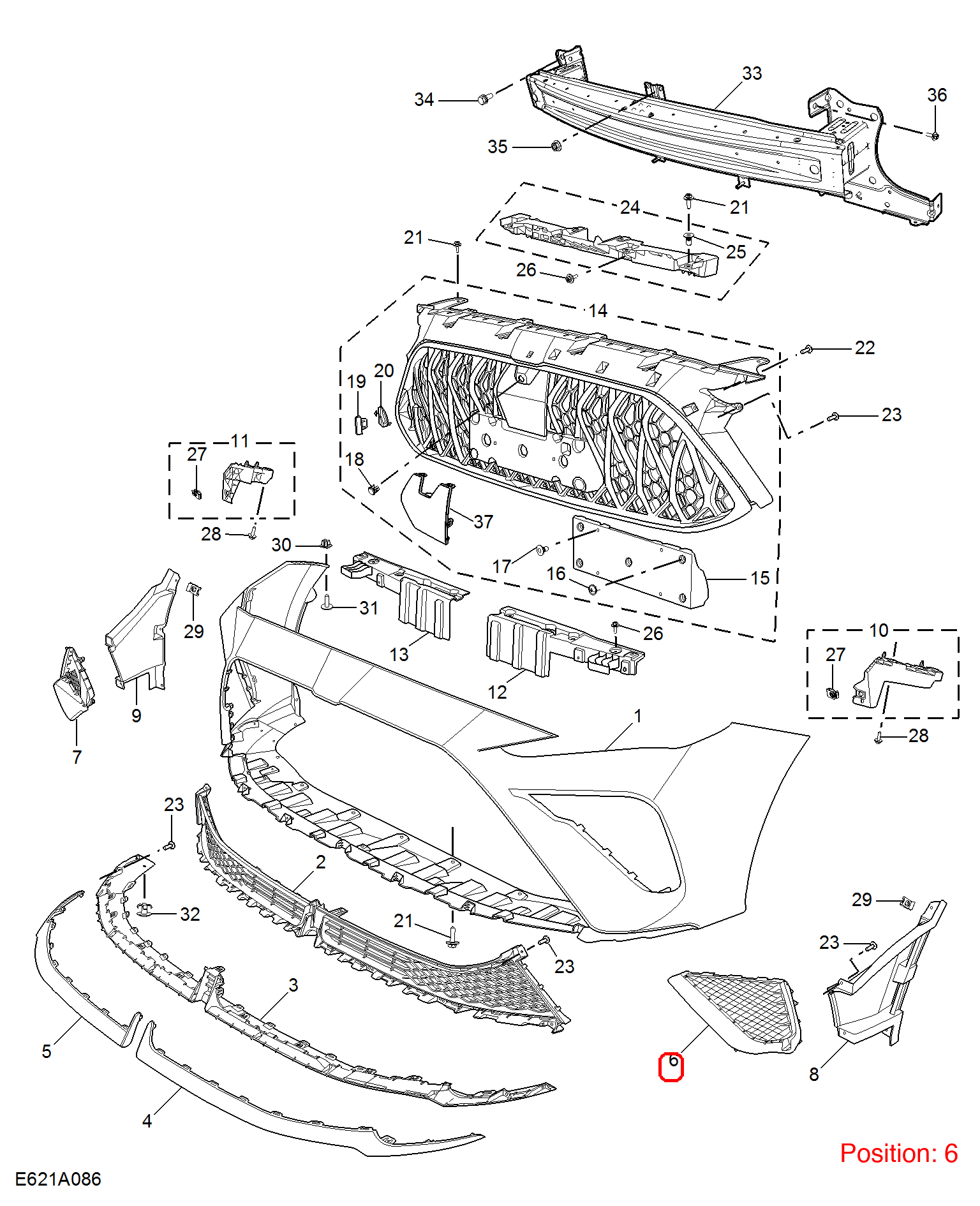 MG Bumper grille OEM 11034454 FOR MG 11034454-MG_OEM