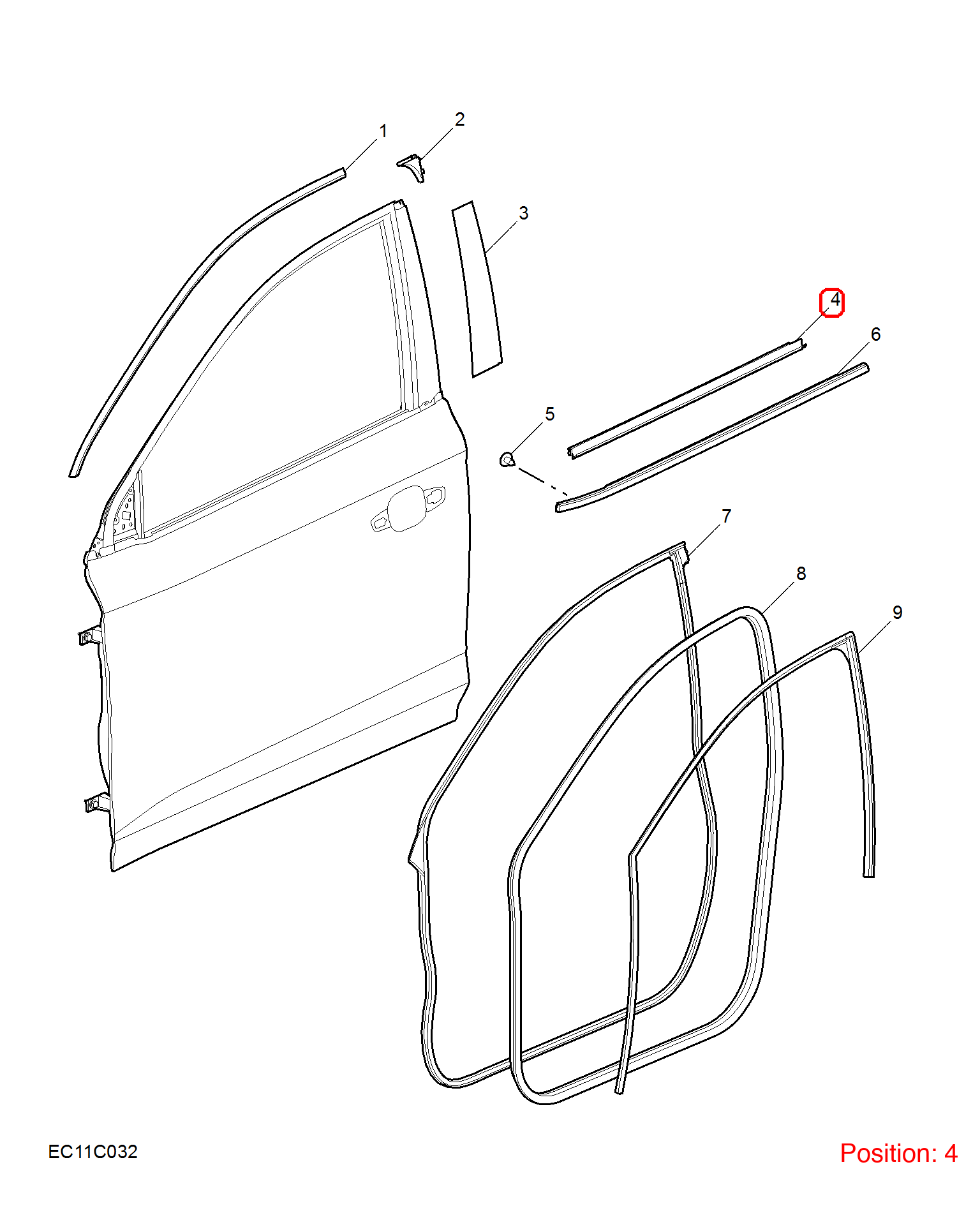 MG Door glass pressure strip OEM 11118715 FOR MG5 11118715-MG_OEM