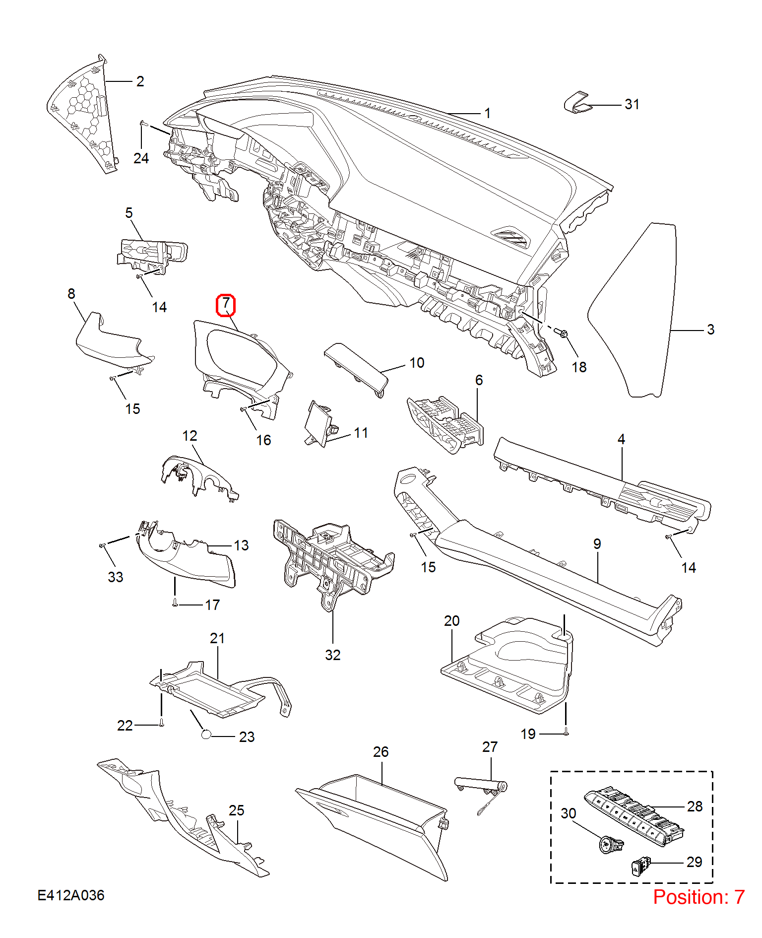 MG Combination instrument trim panel OEM 11237091 FOR MG 11237091-MG_OEM