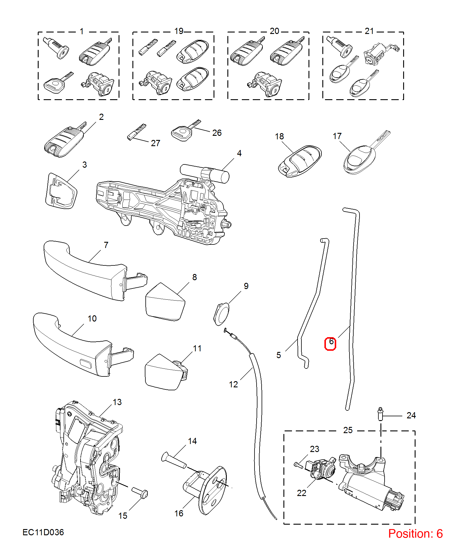 MG Door handle pull rod OEM 11237548 FOR MG5 11237548-MG_OEM
