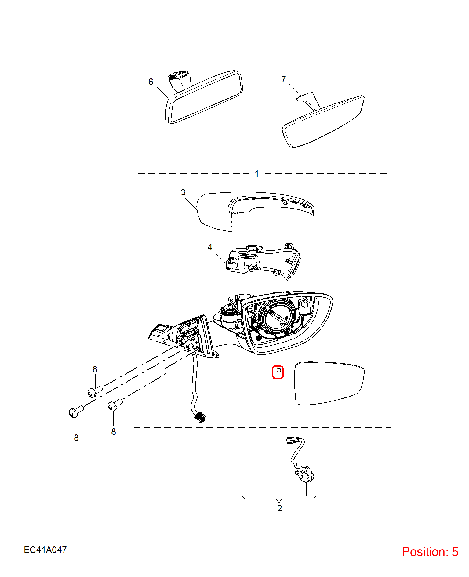MG Reverse mirror glass OEM 11244515 FOR MG 11244515-MG_OEM