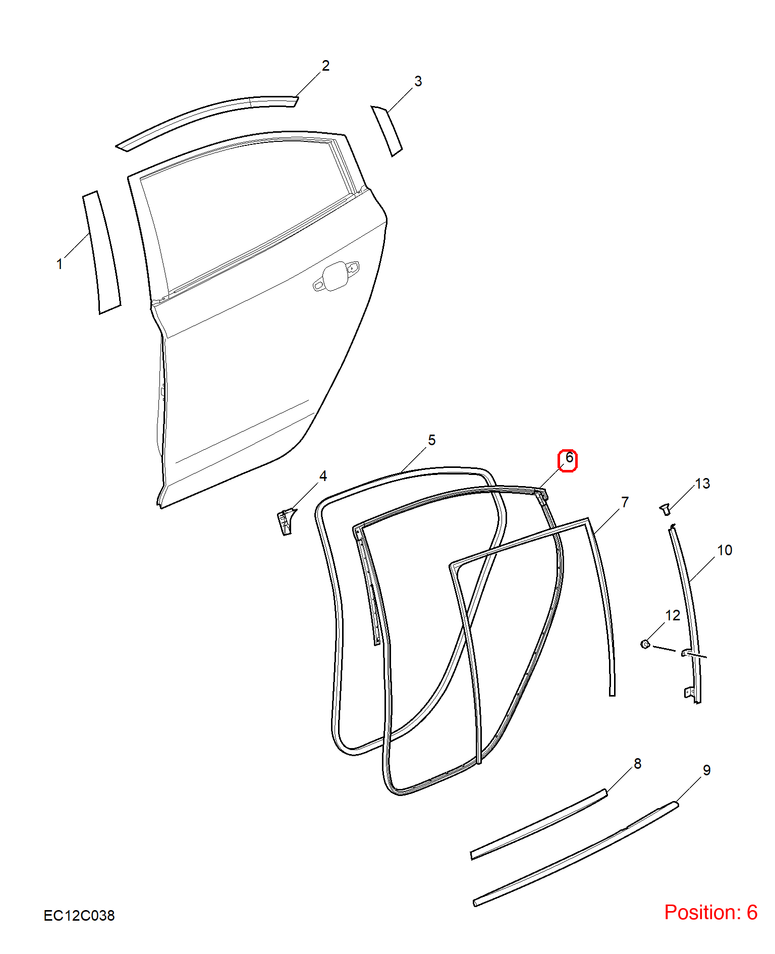 MG Door weatherstrip OEM 11265986 FOR MG5 11265986-MG_OEM