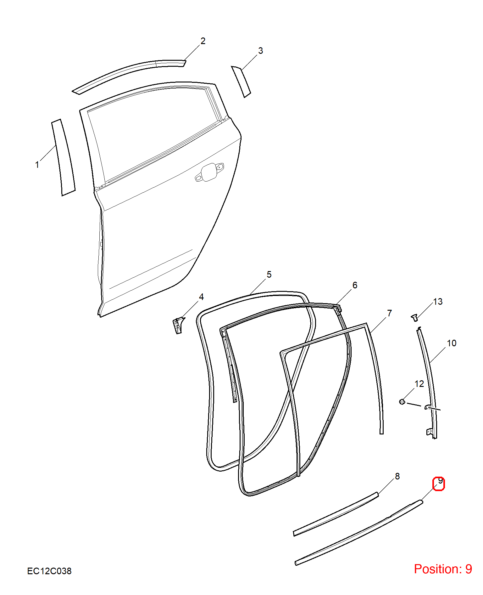MG Door glass pressure strip OEM 11265994 FOR MG5 11265994-MG_OEM