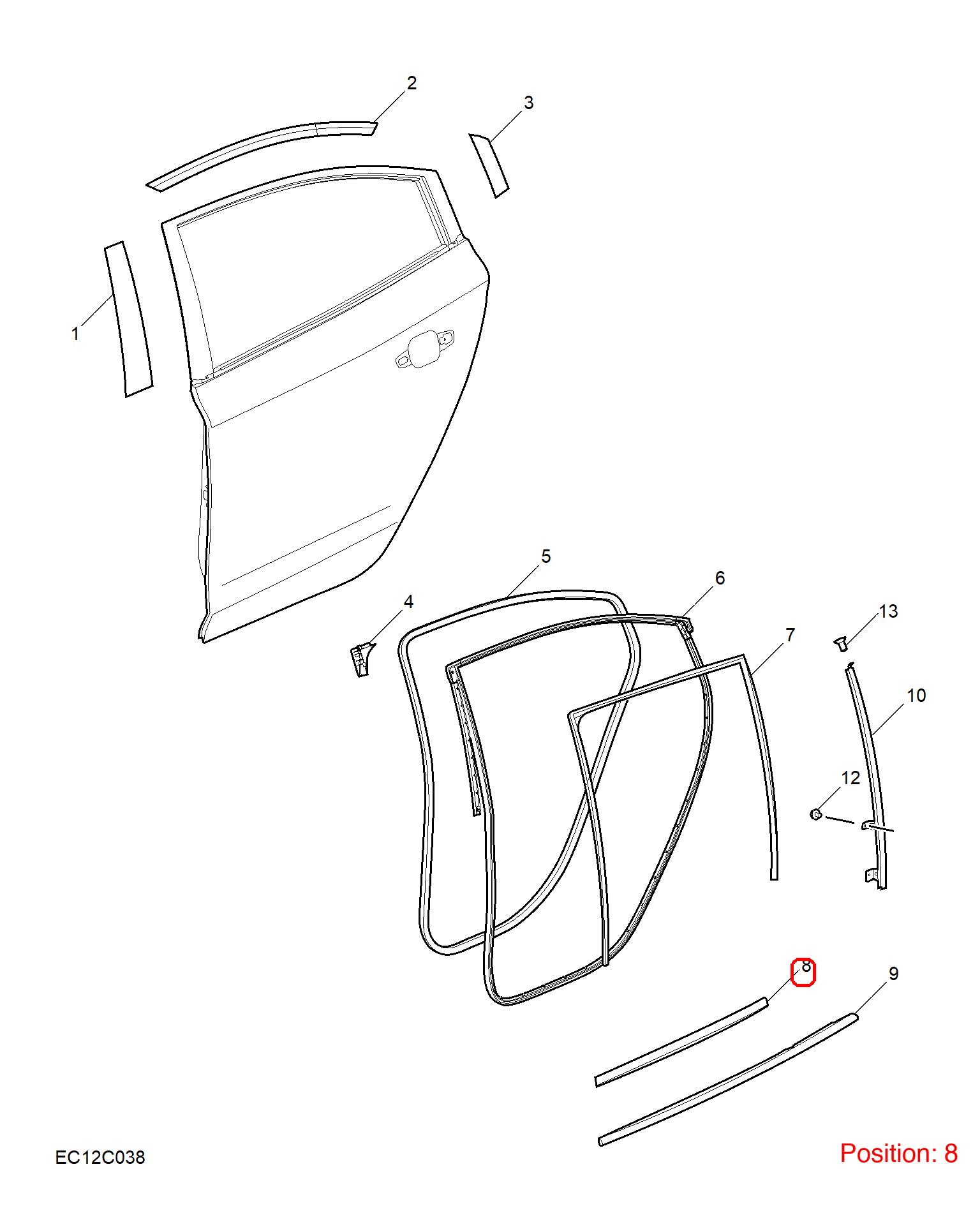 MG Door glass pressure strip OEM 11265998 FOR MG5 11265998-MG_OEM