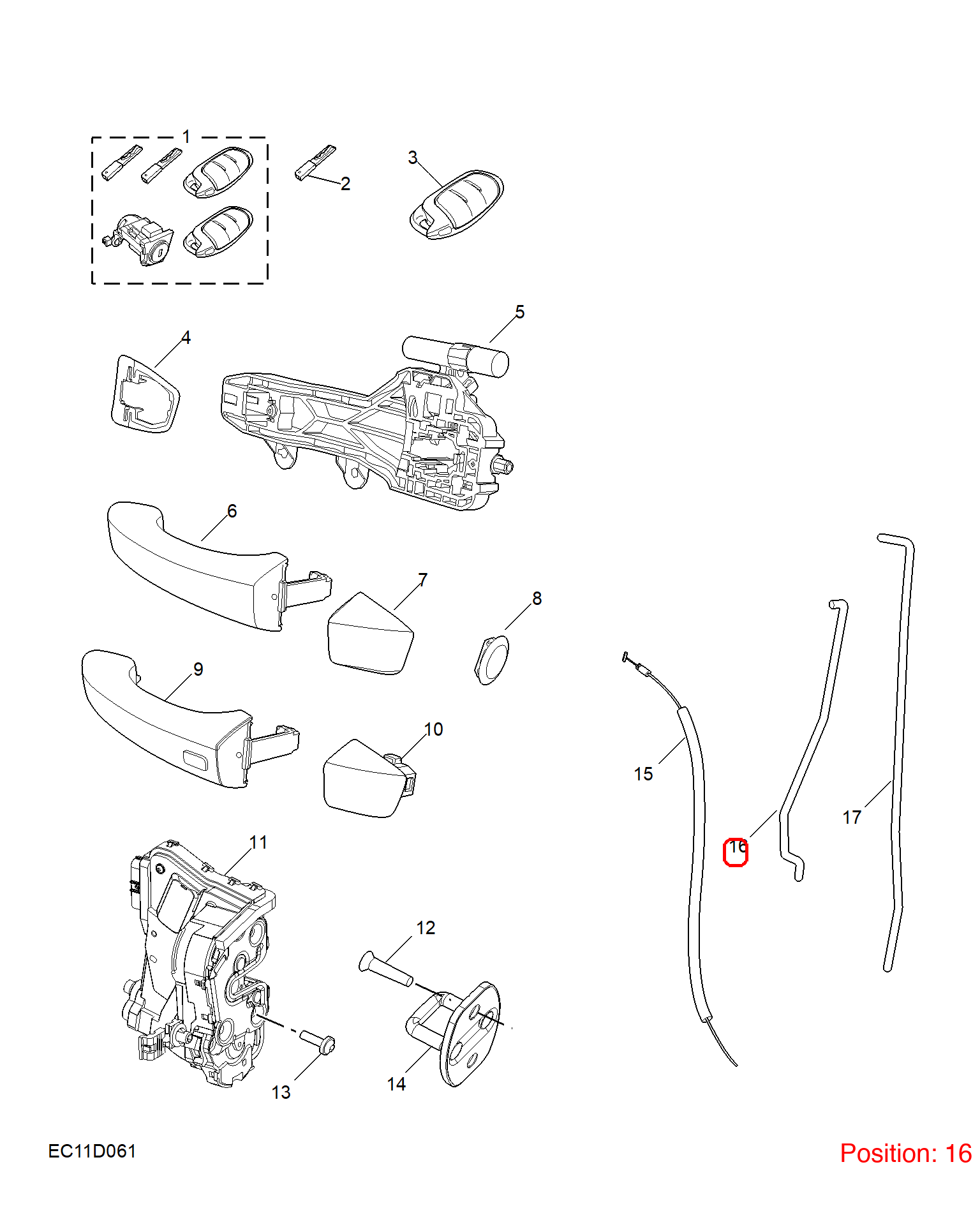 MG Door handle pull rod OEM 11315733 FOR MG5 11315733-MG_OEM