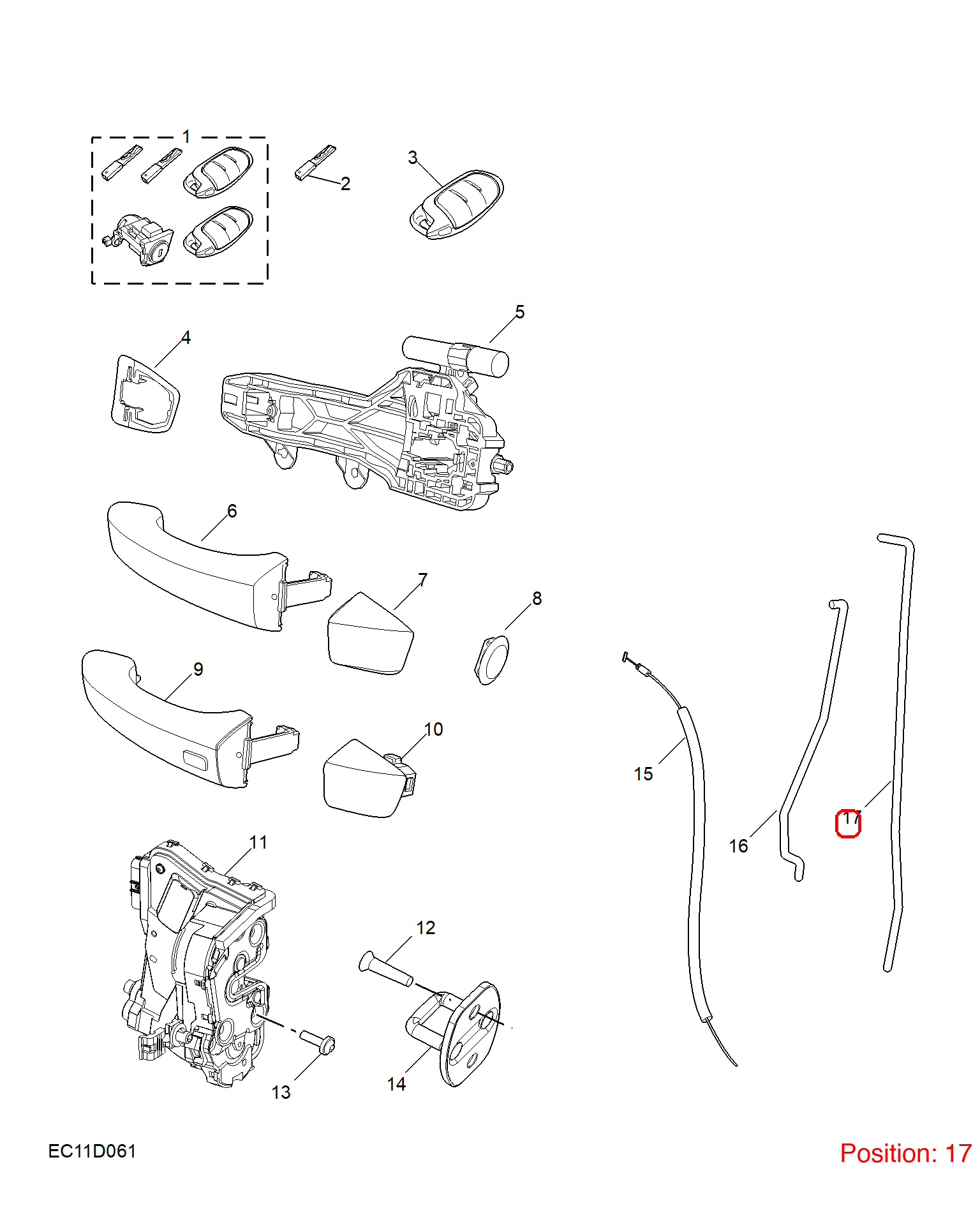 MG Door handle pull rod OEM 11315735 FOR MG5 11315735-MG_OEM