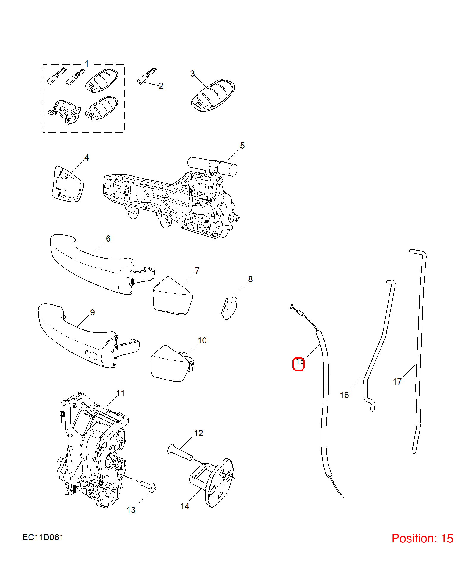 MG Door lock mechanism pull wire OEM 11315742 FOR MG5 11315742-MG_OEM
